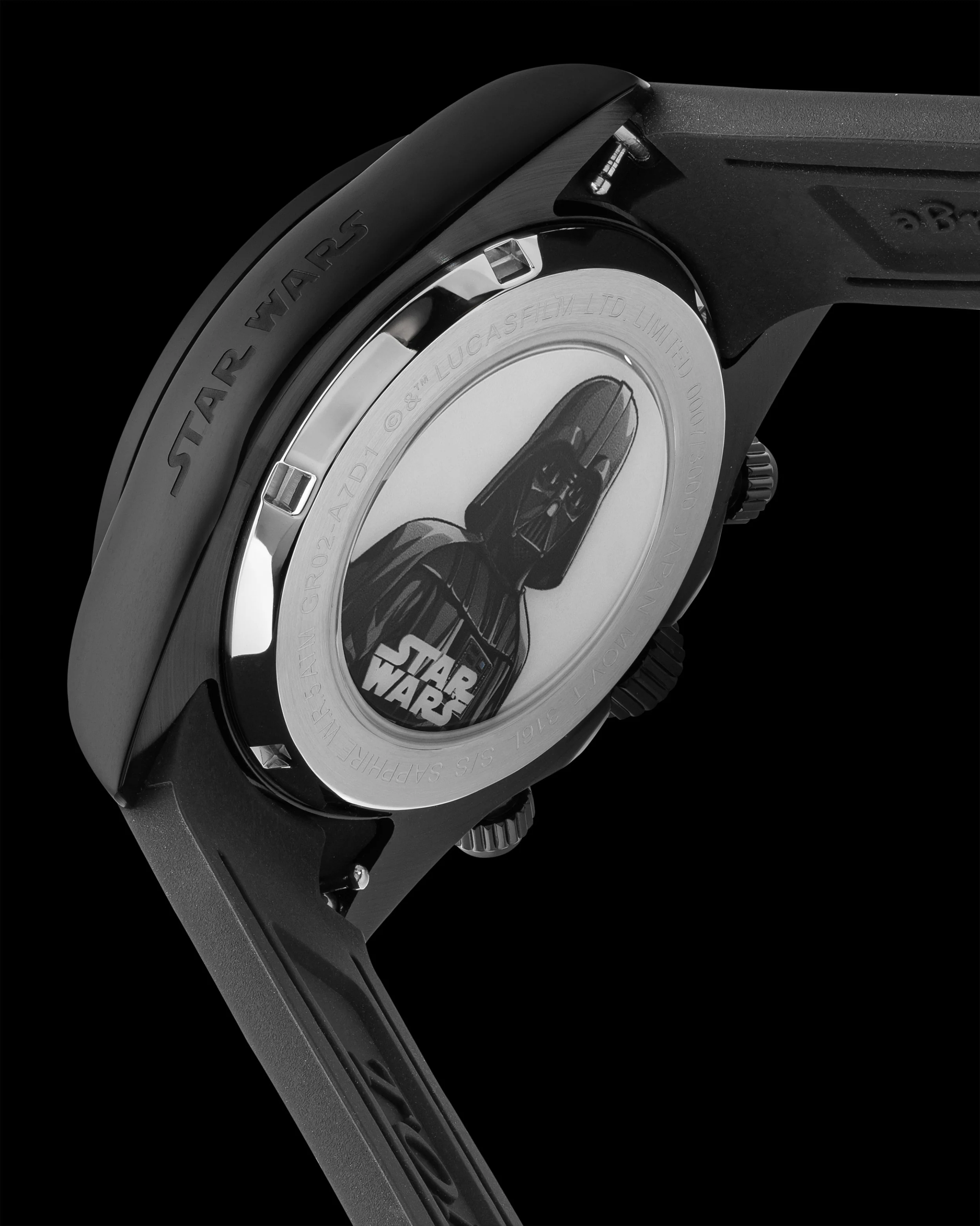 Star Wars Darth Vader GR02-A7D1 (Black) with Black/Red Crystal and Black Leather Strap - Image 2