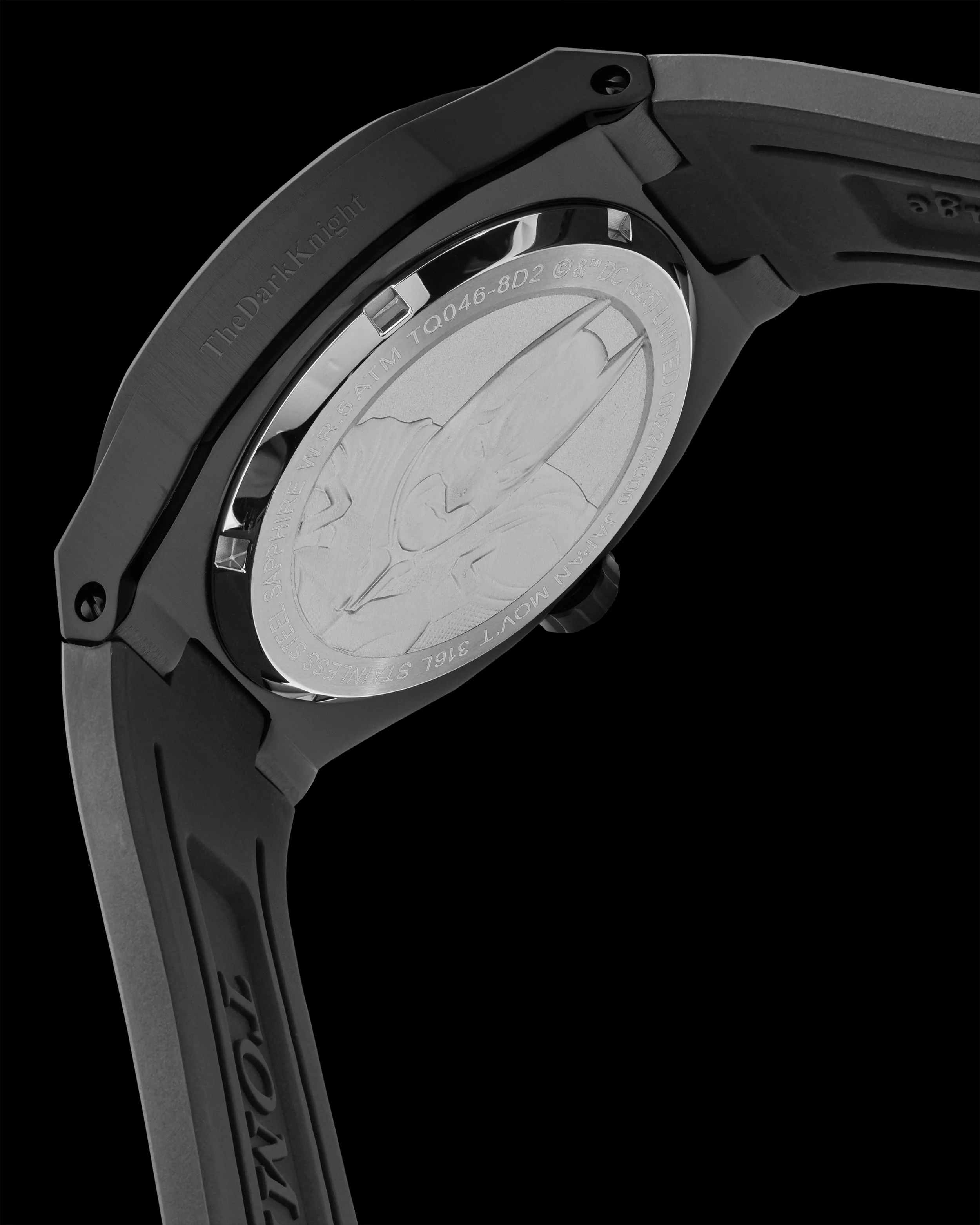 DC The Dark Knight TQ046-8D2 (Black) with Black Rubber Leather Strap - Image 2