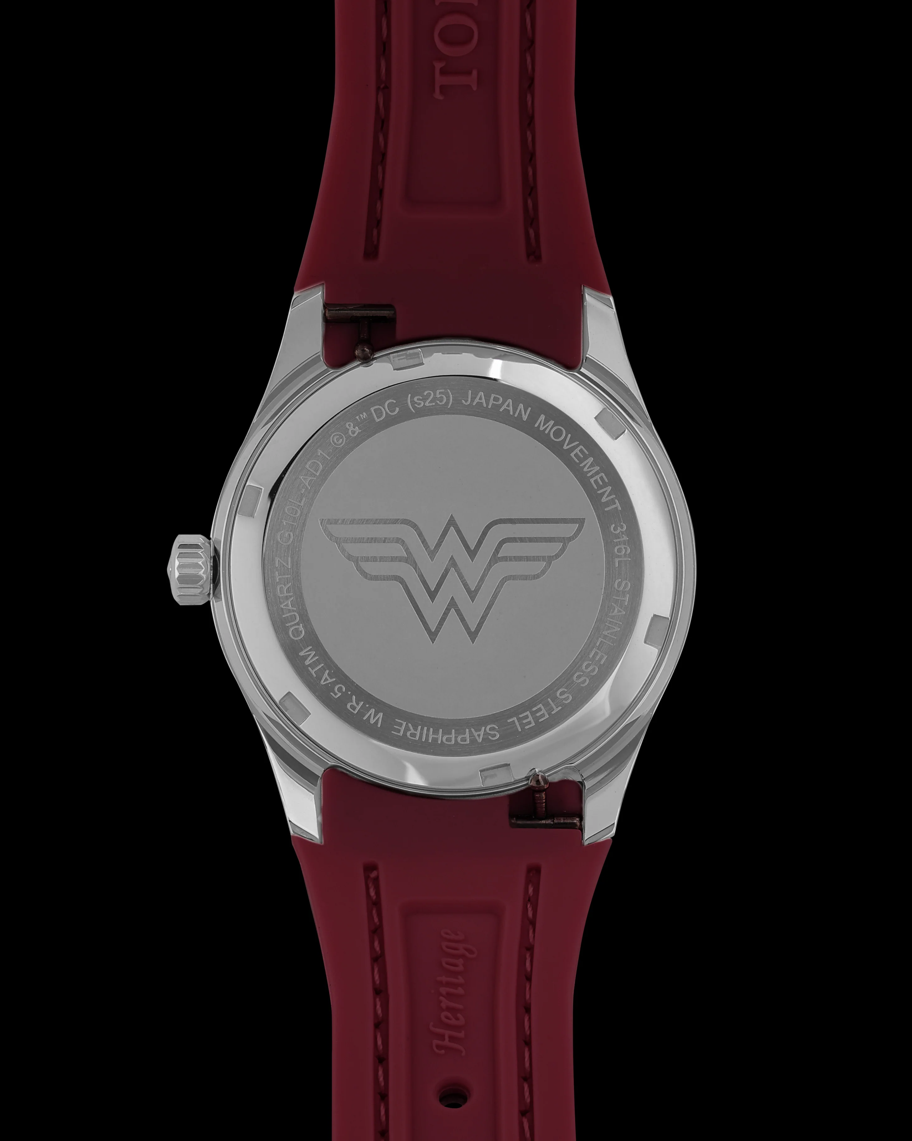 DC Wonder Woman G10L-AD1 (Silver/Maroon) with Maroon Rubber Leather Strap - Image 2