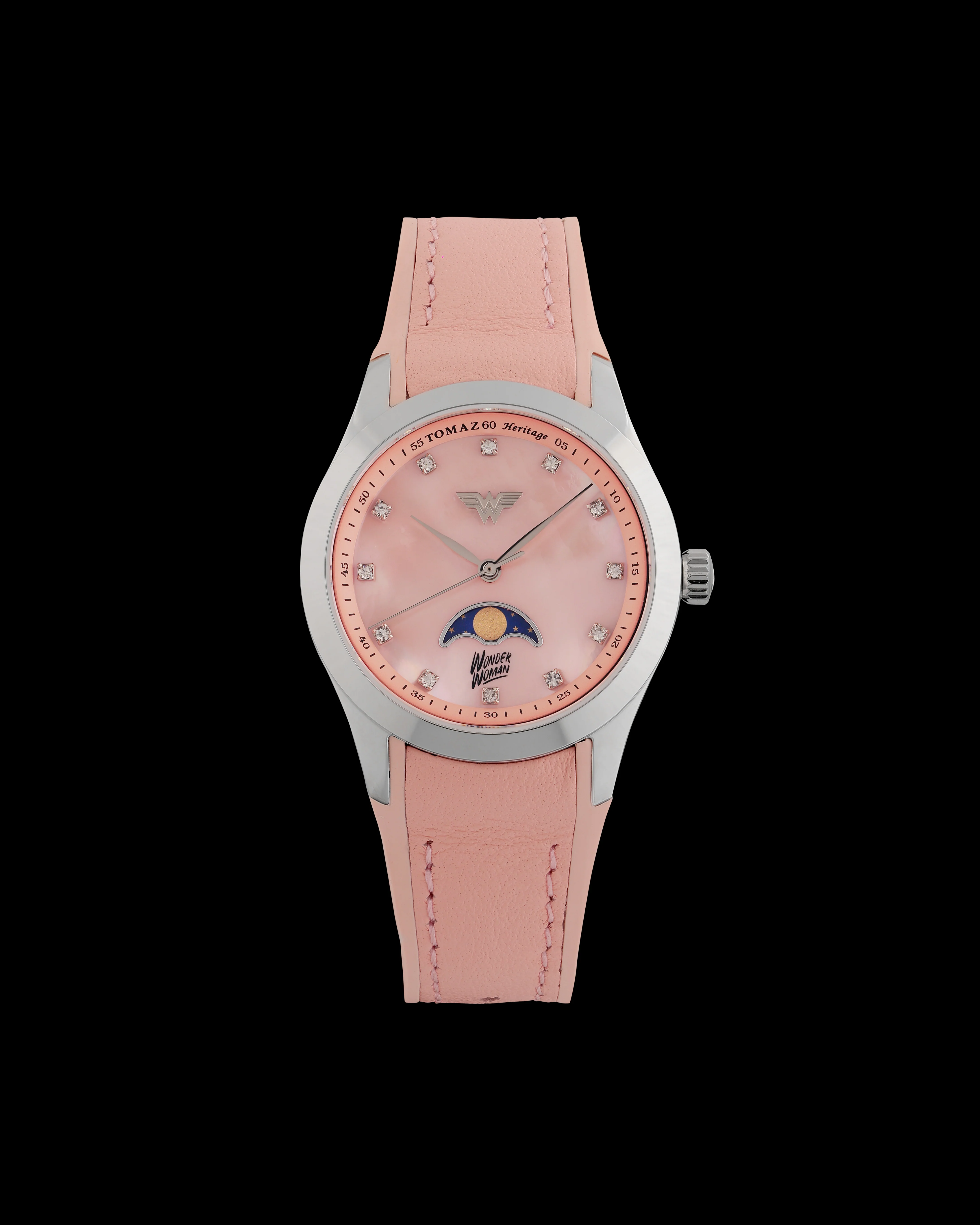 DC Wonder Woman G10L-AD3 (Silver/Light Pink) with Light Pink Rubber Leather Strap