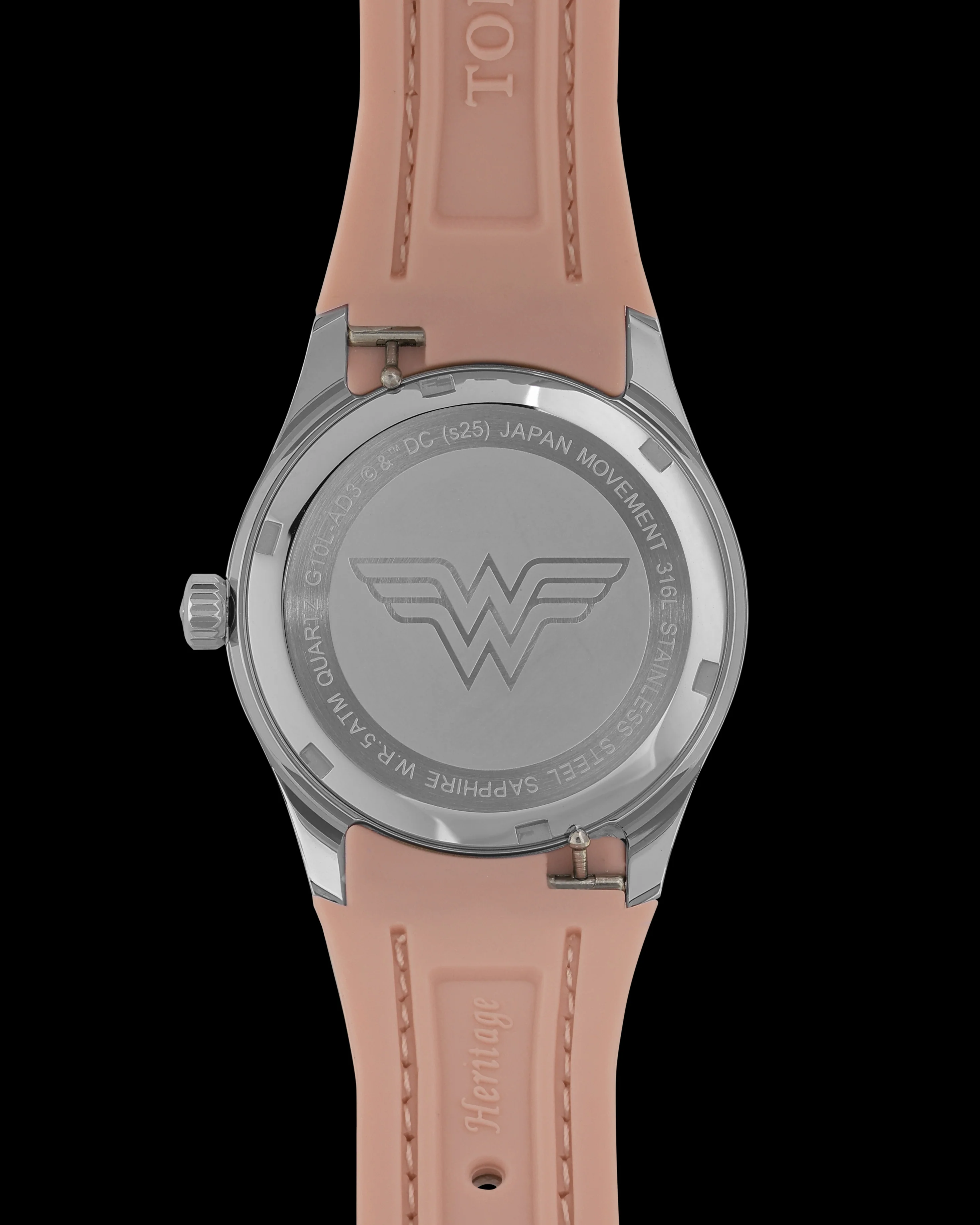 DC Wonder Woman G10L-AD3 (Silver/Light Pink) with Light Pink Rubber Leather Strap - Image 2