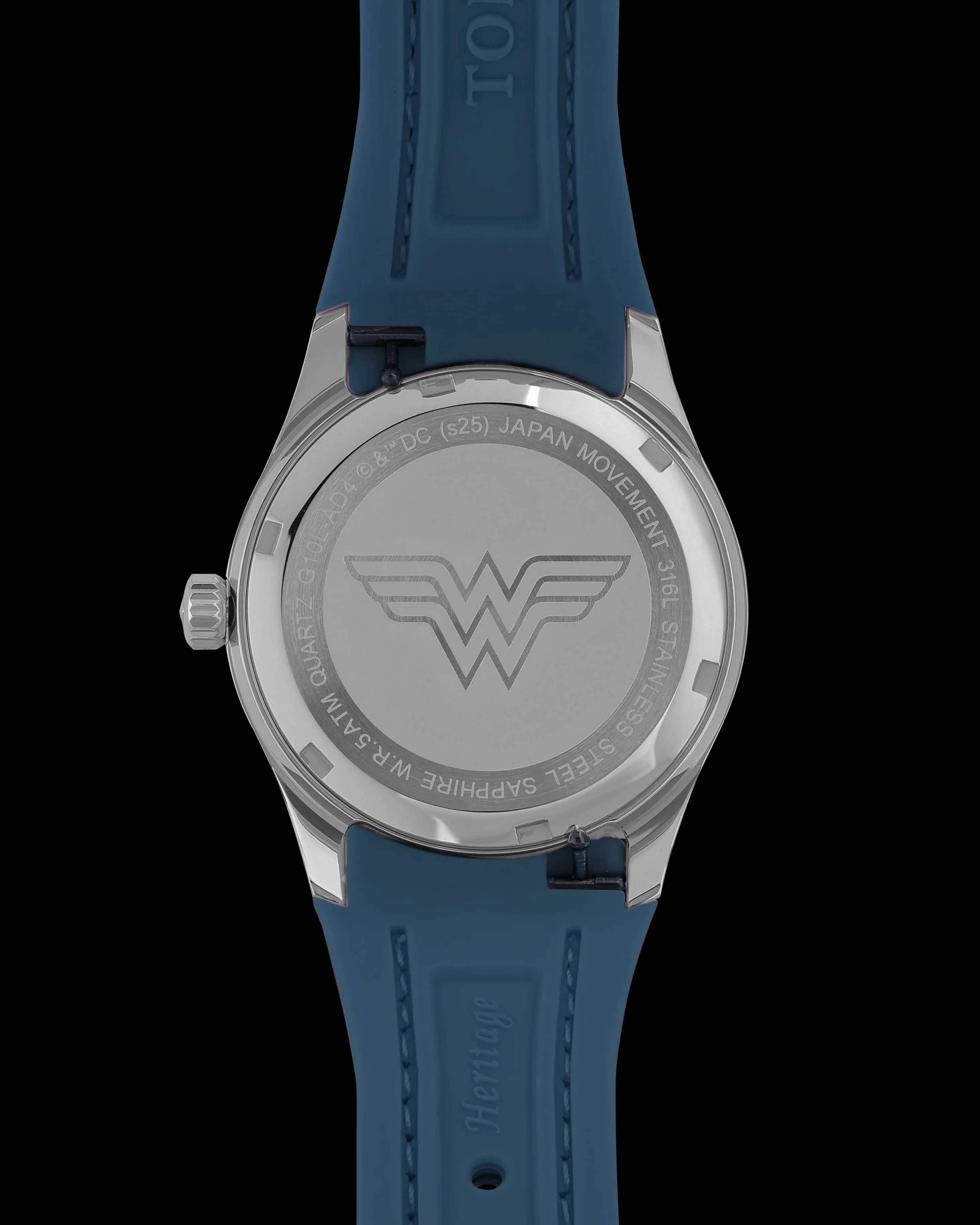 DC Wonder Woman G10L-AD4 (Silver/Light Blue) with Light Blue Rubber Leather Strap - Image 2