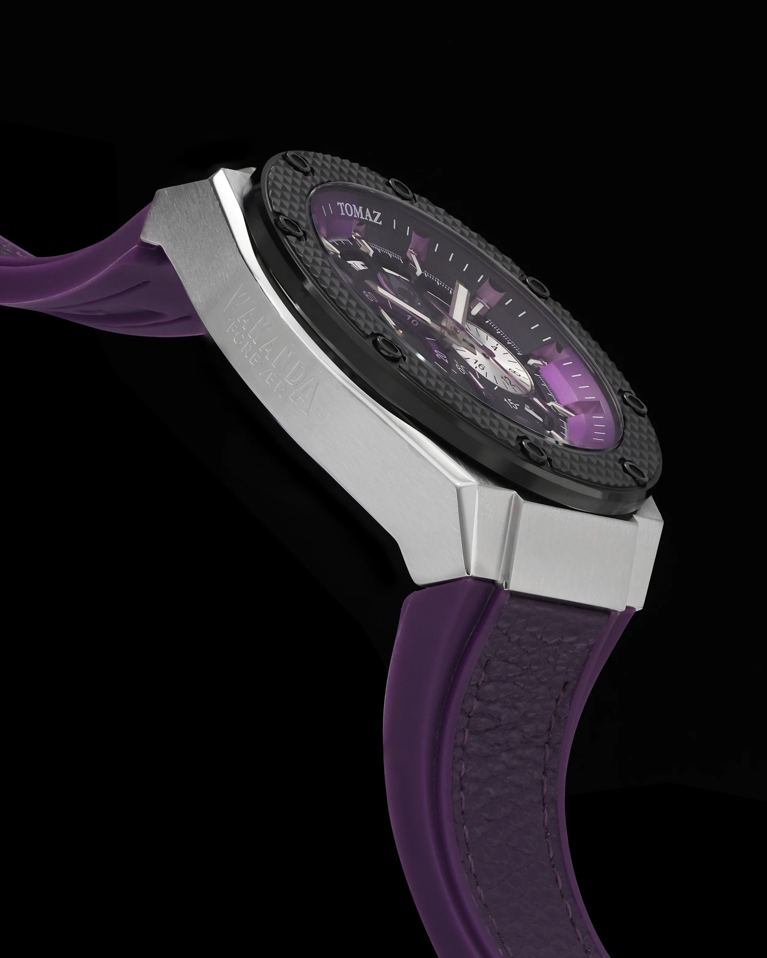 Marvel Black Panther TQ030K-D1 (Silver/Black) Purple Lychee Strap - Image 3