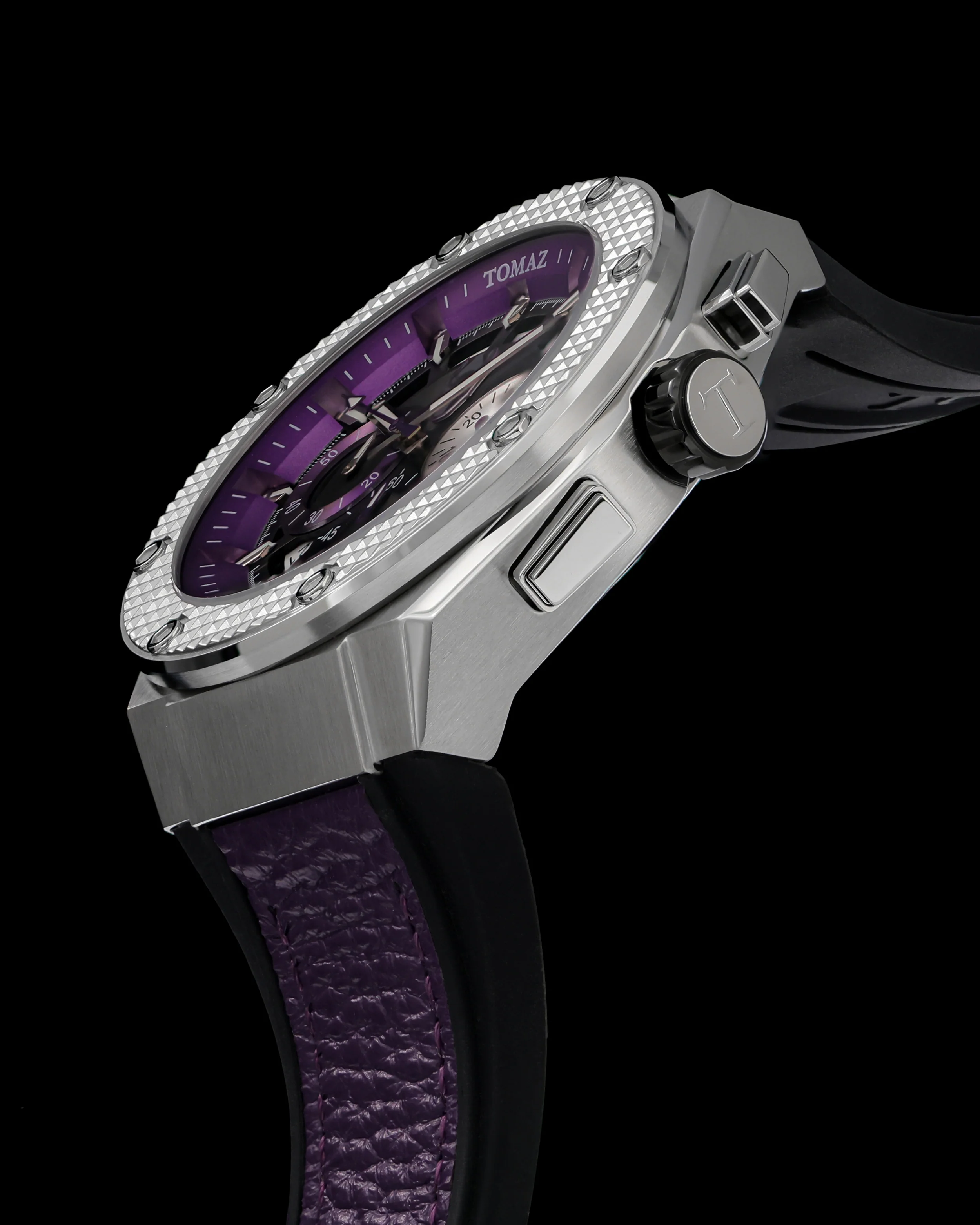 Marvel Black Panther TQ030K-D2 (Silver/Purple) Purple Leather Strap - Image 3
