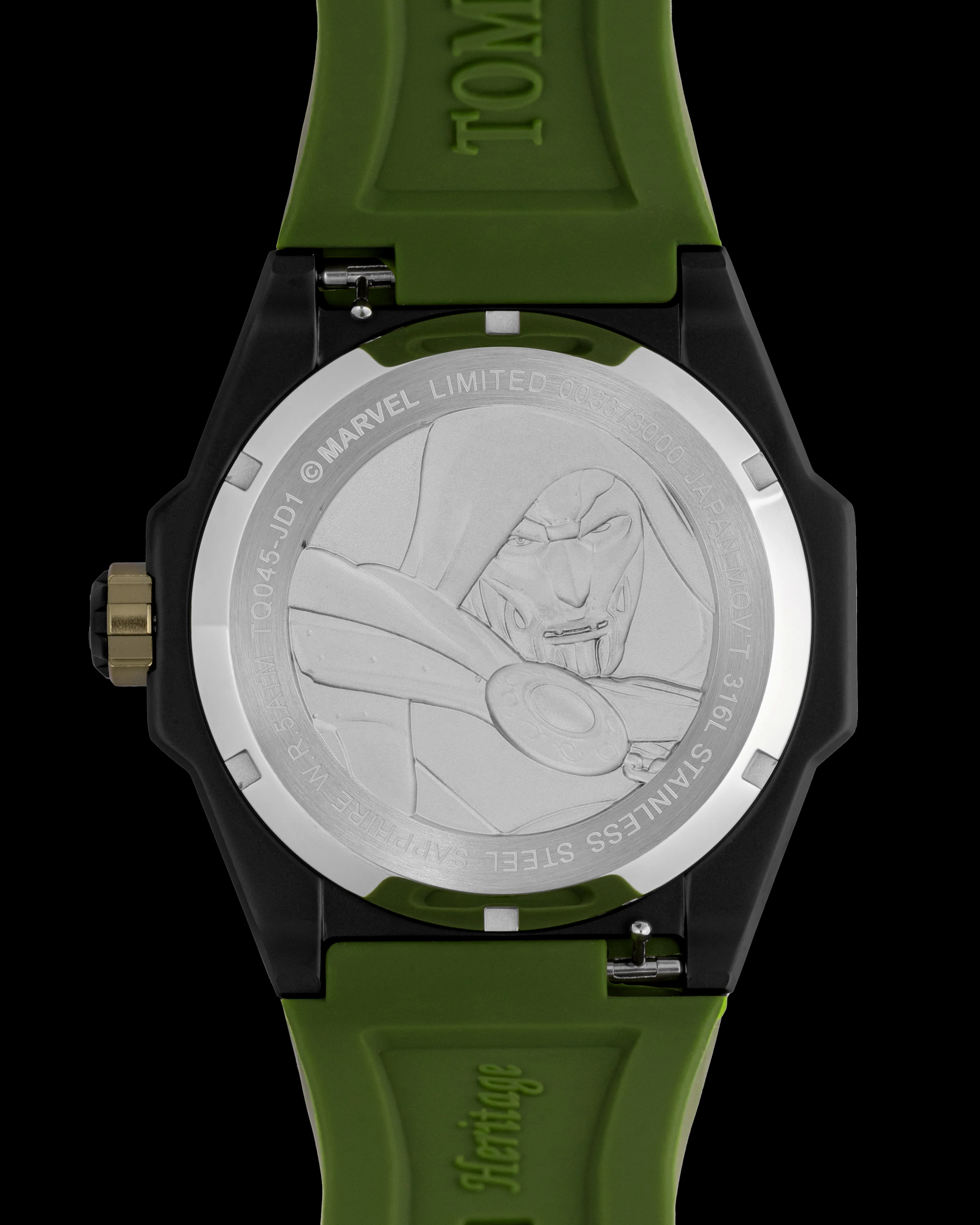 Marvel Doctor Doom TQ045-JD1 (Black/Green) with Green Silicone Strap - Image 2