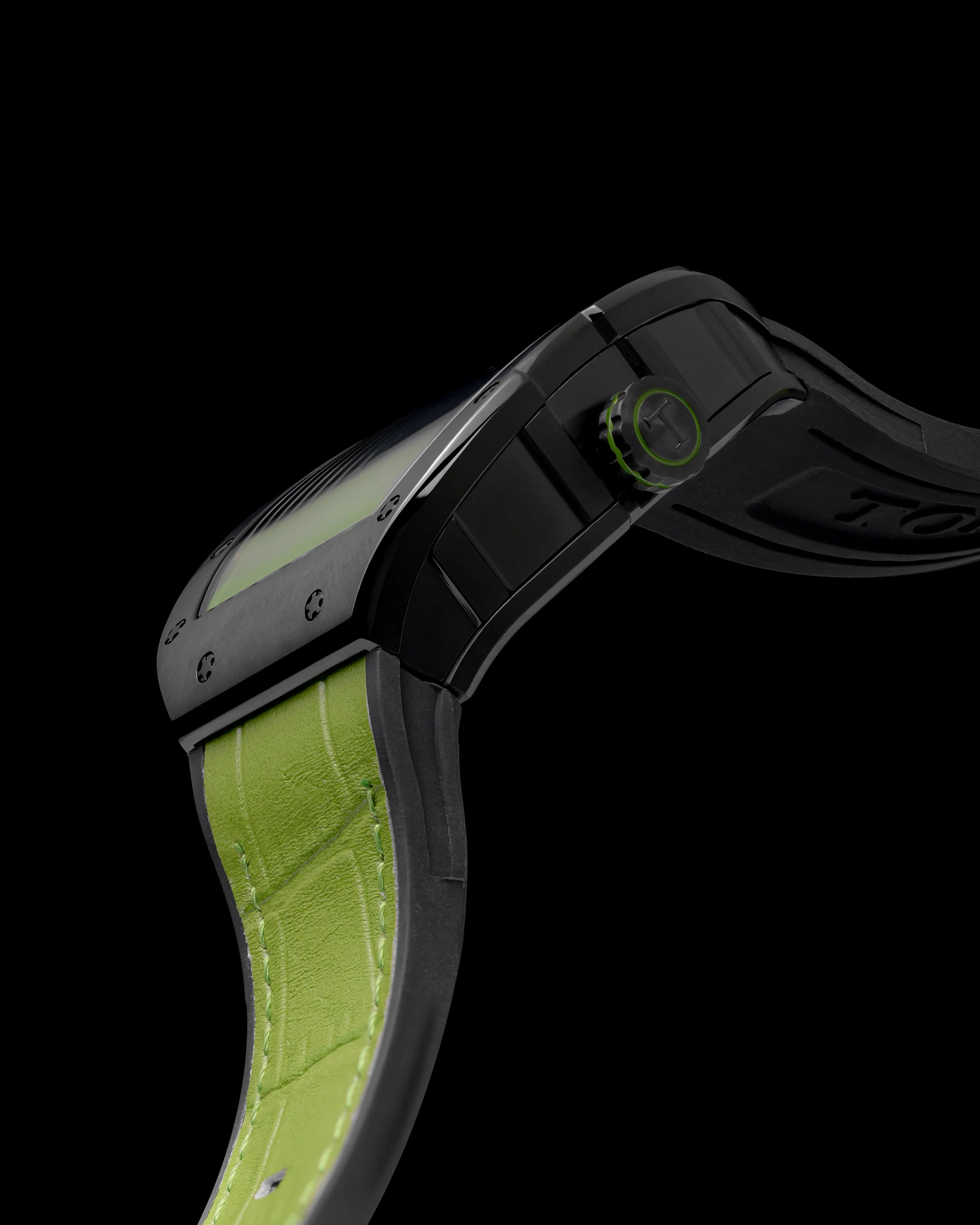Marvel Hulk TQ039-DD1 (Black/Green) with Green Bamboo Silicone and Leather Strap - Image 3
