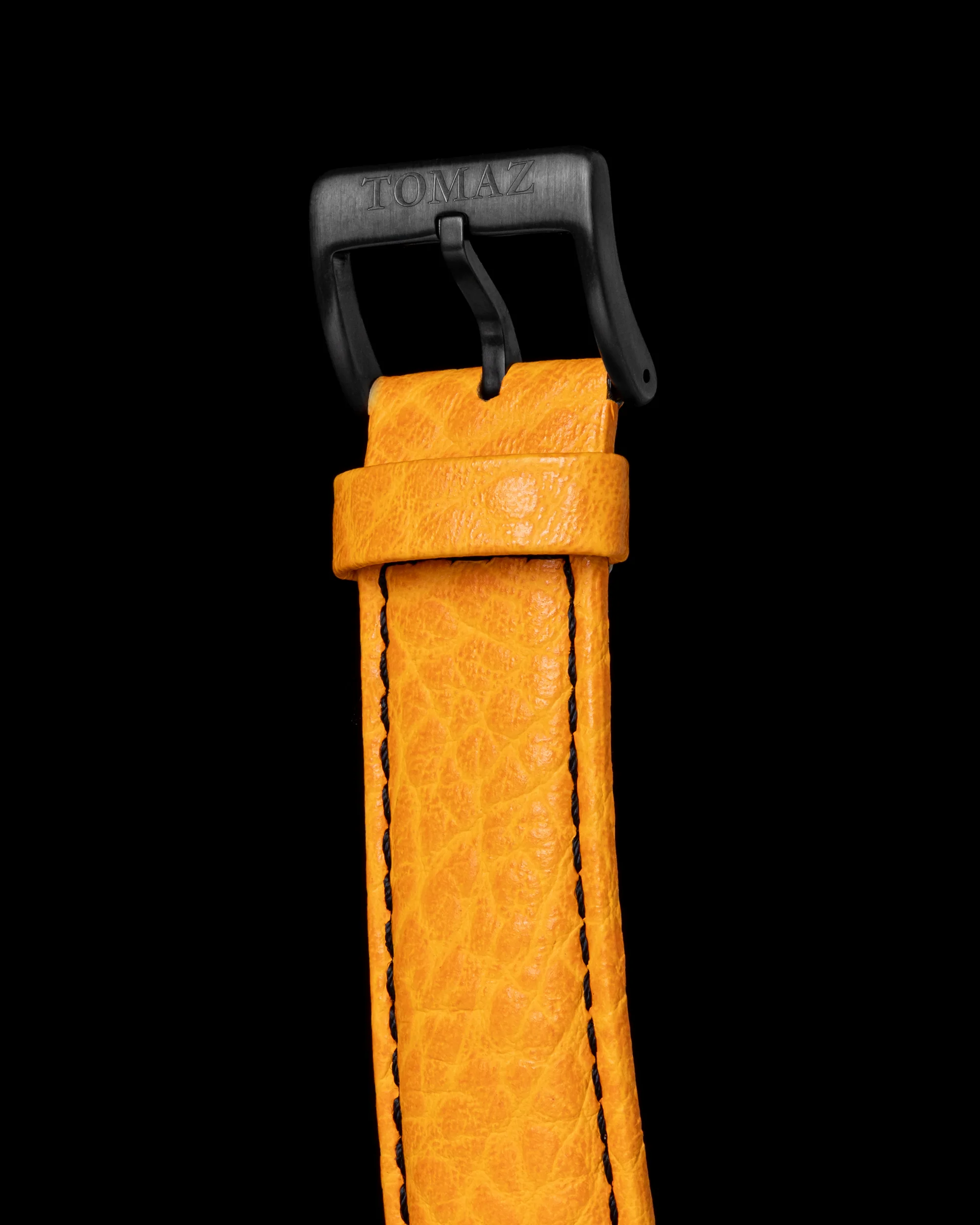 Romeo TW025A-D2 (Black/Orange) with Blue Swarovski (Orange Leather Strap) - Image 6