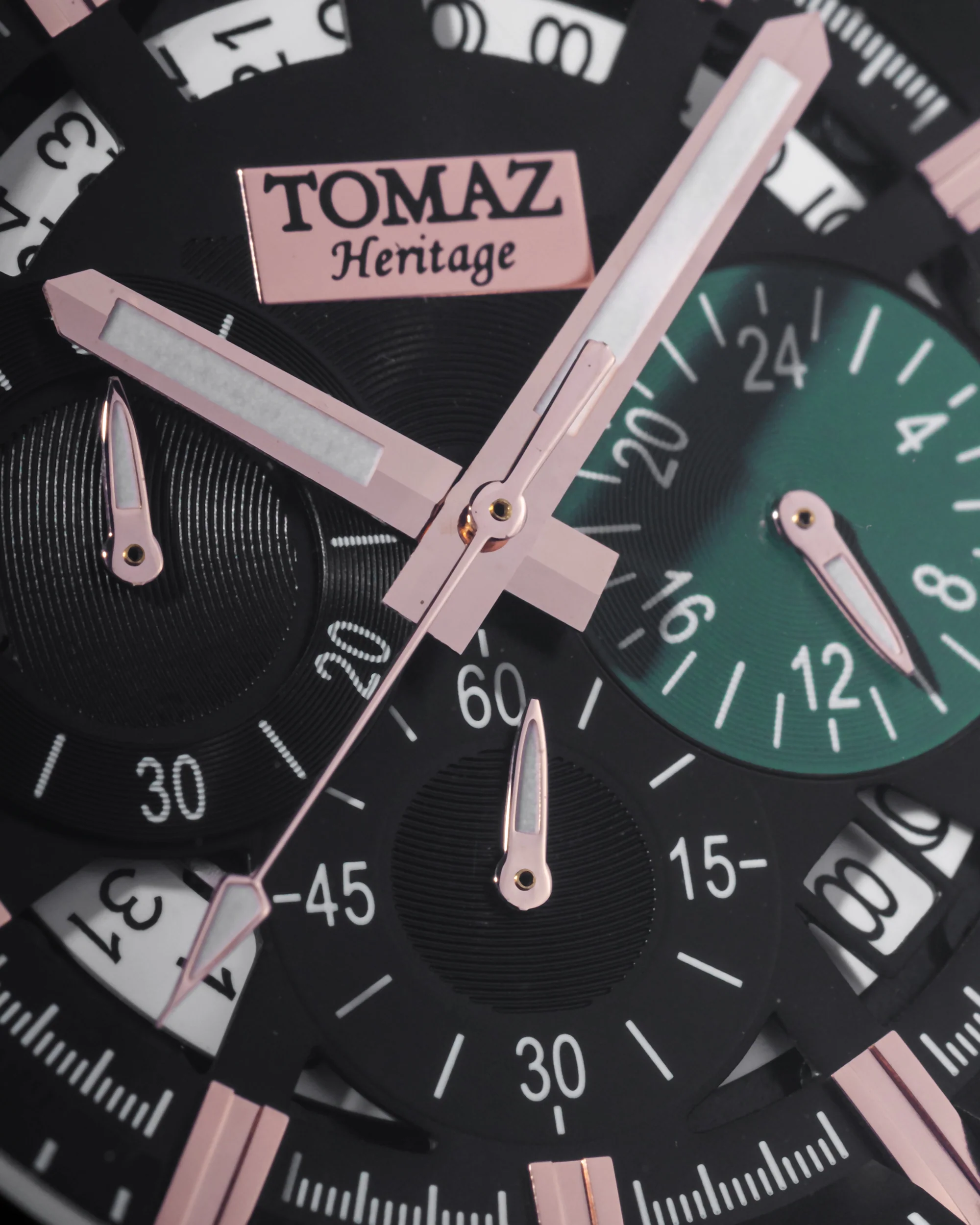 Romeo TW025A-D3 (Rosegold/Green) with Green Crystal (Green Leather Strap) - Image 5