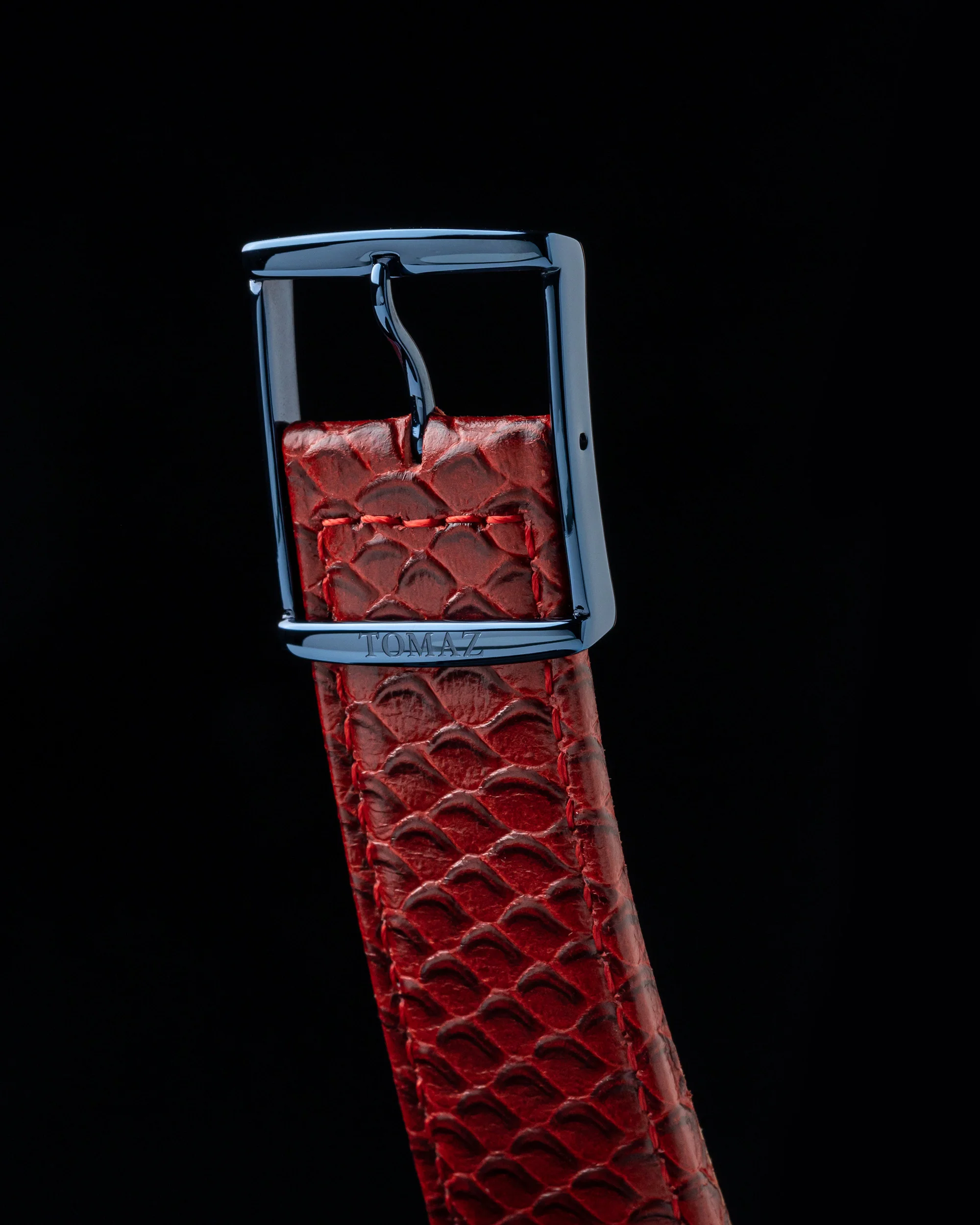 Skeletor TW003B-D2 (Black/Red) Red Salmon Leather Strap - Image 7