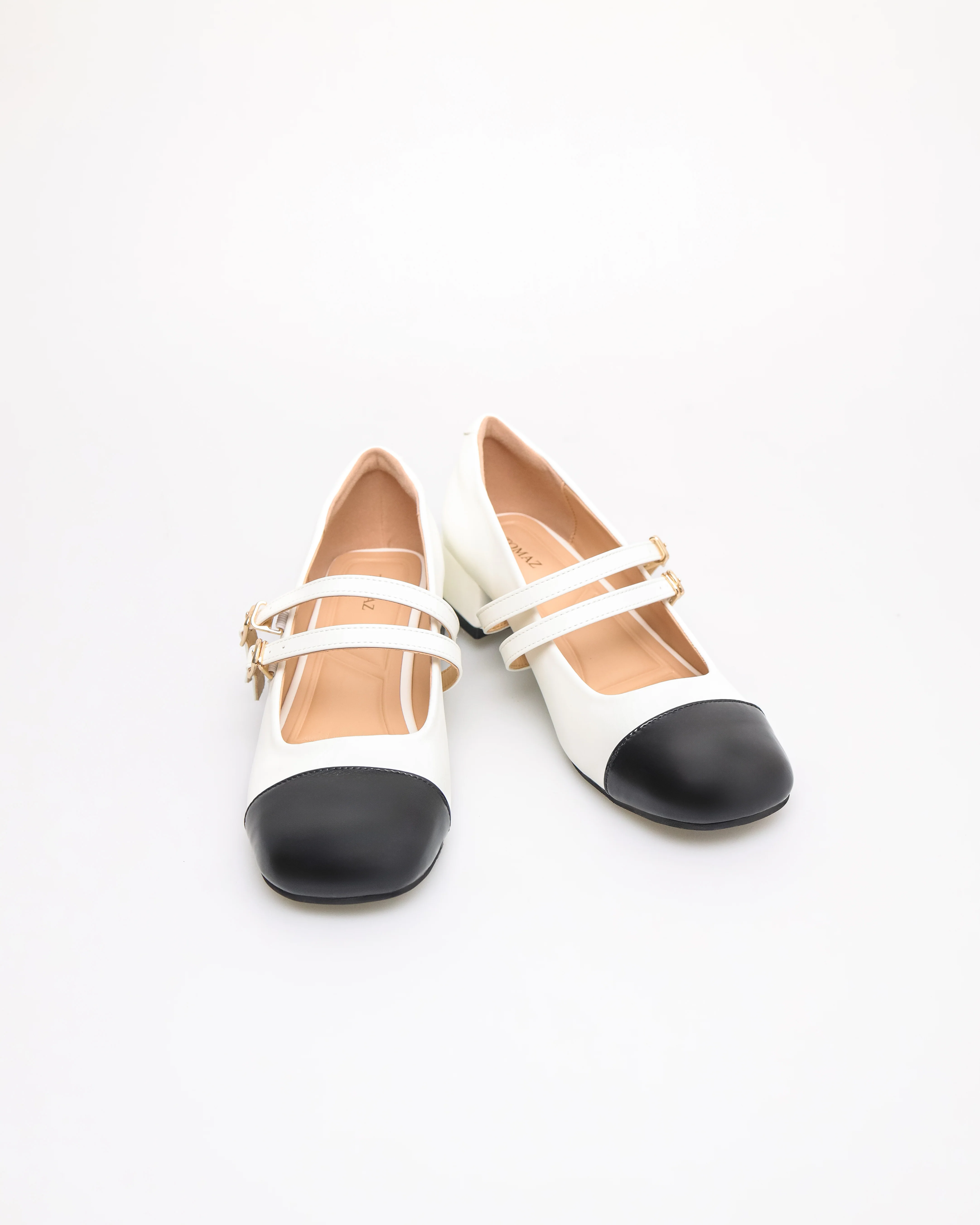 Tomaz FL090 Ladies Mary Jane Gold Buckle Heels - Image 6