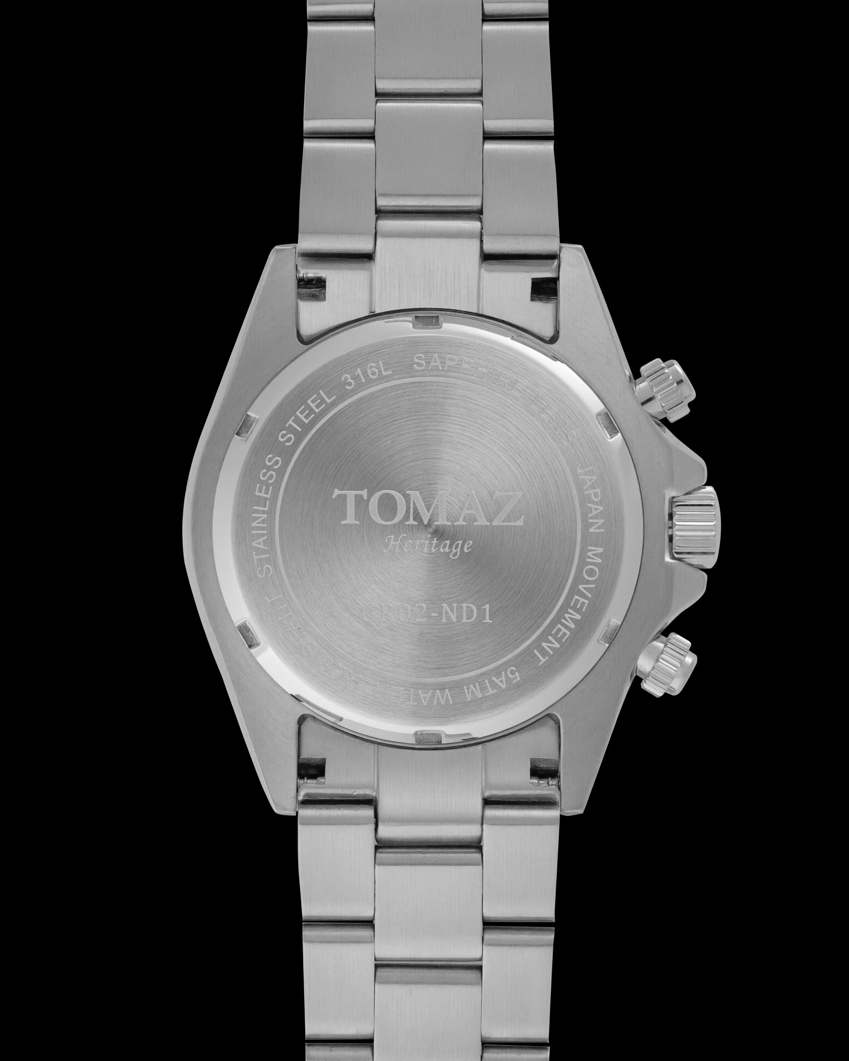Tomaz Heritage Chronograph GR02-ND1 (Sliver/Gray) with Stainless Steel Strap - Image 2