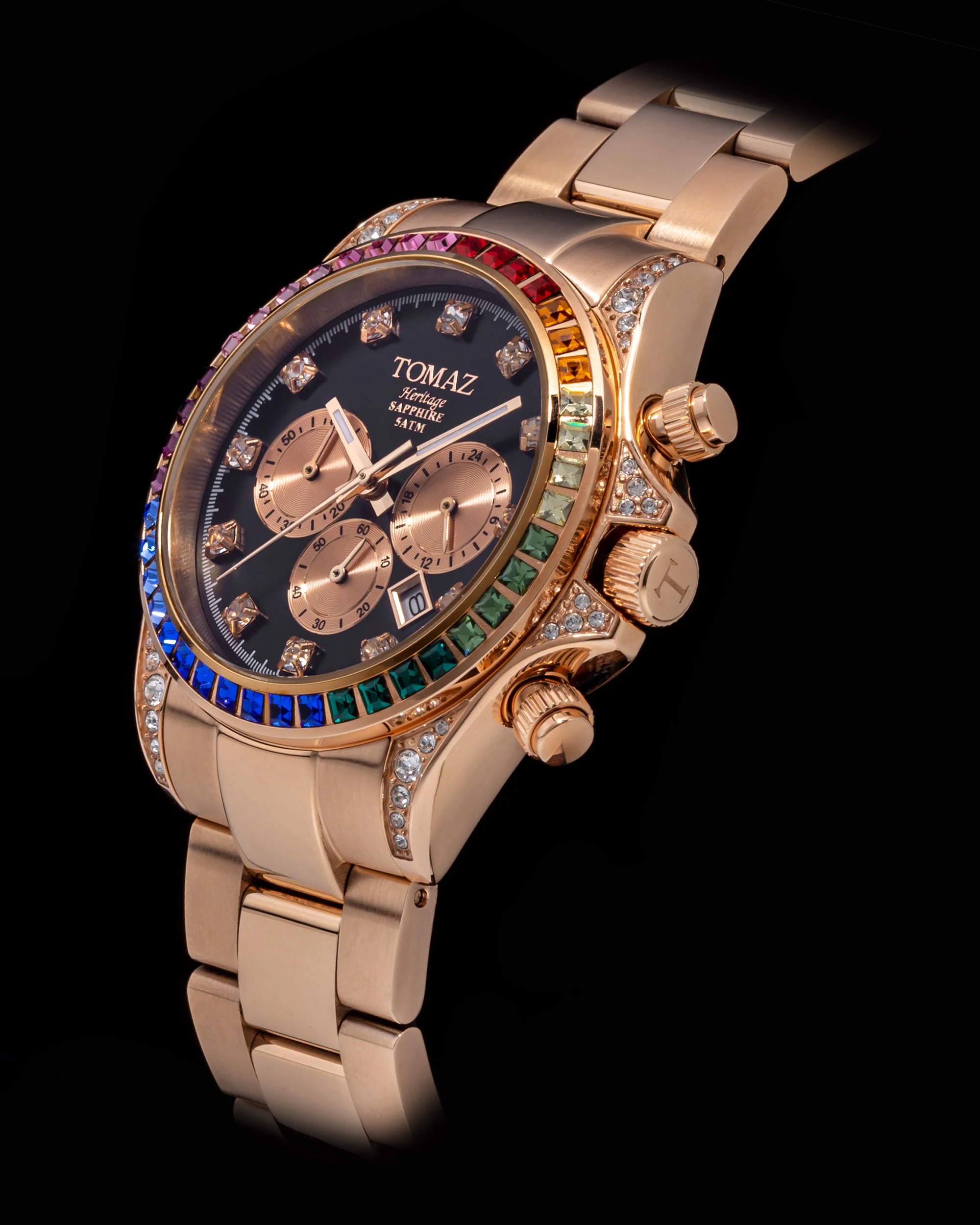 Tomaz Ladies Watch GR02L-D1 (Rosegold/Black) with Rainbow Crystal - Image 2