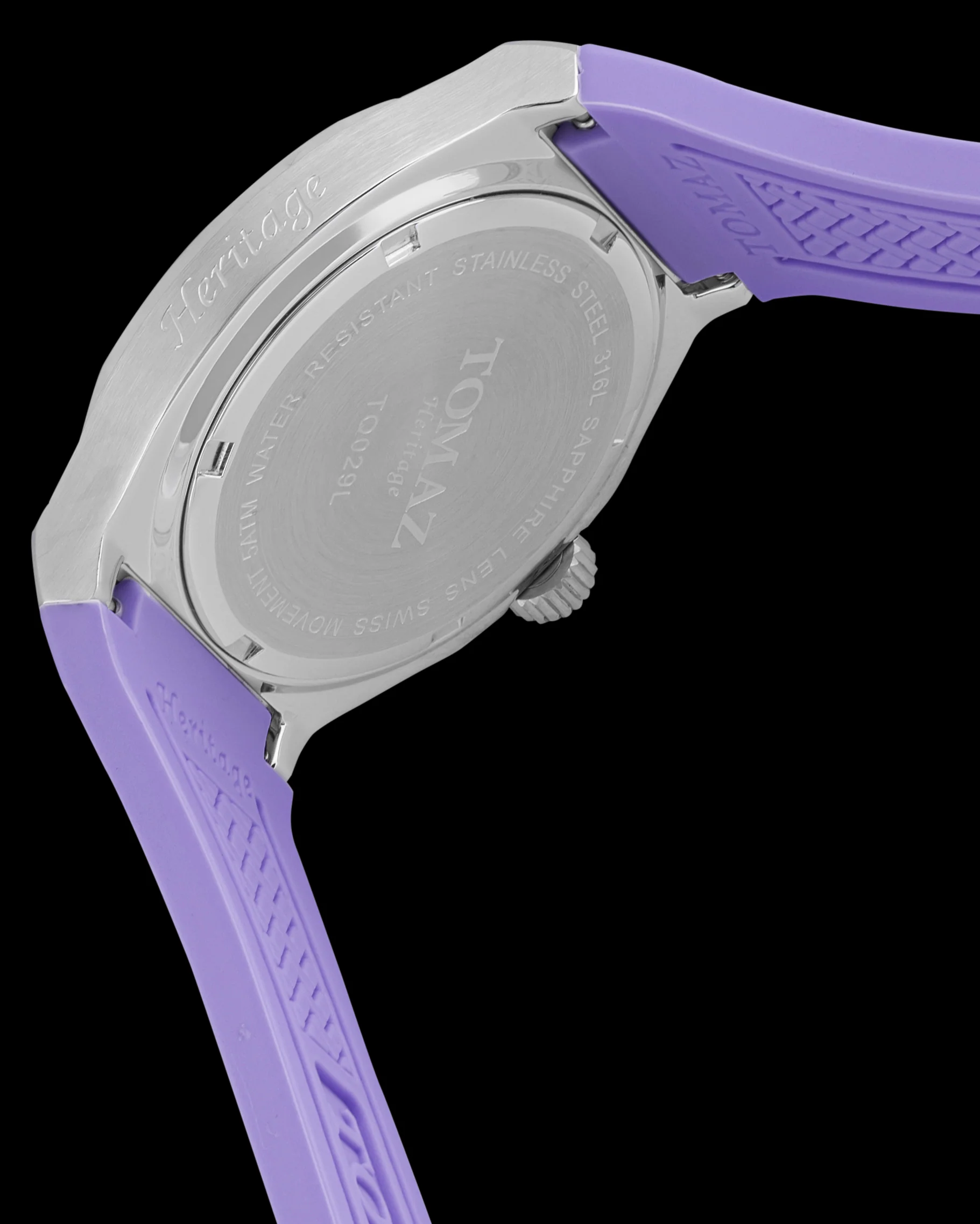 Tomaz Ladies Watch TQ029L-D22 (Silver/Light Purple) with Crystal and Light Purple Rubber Strap - Image 2