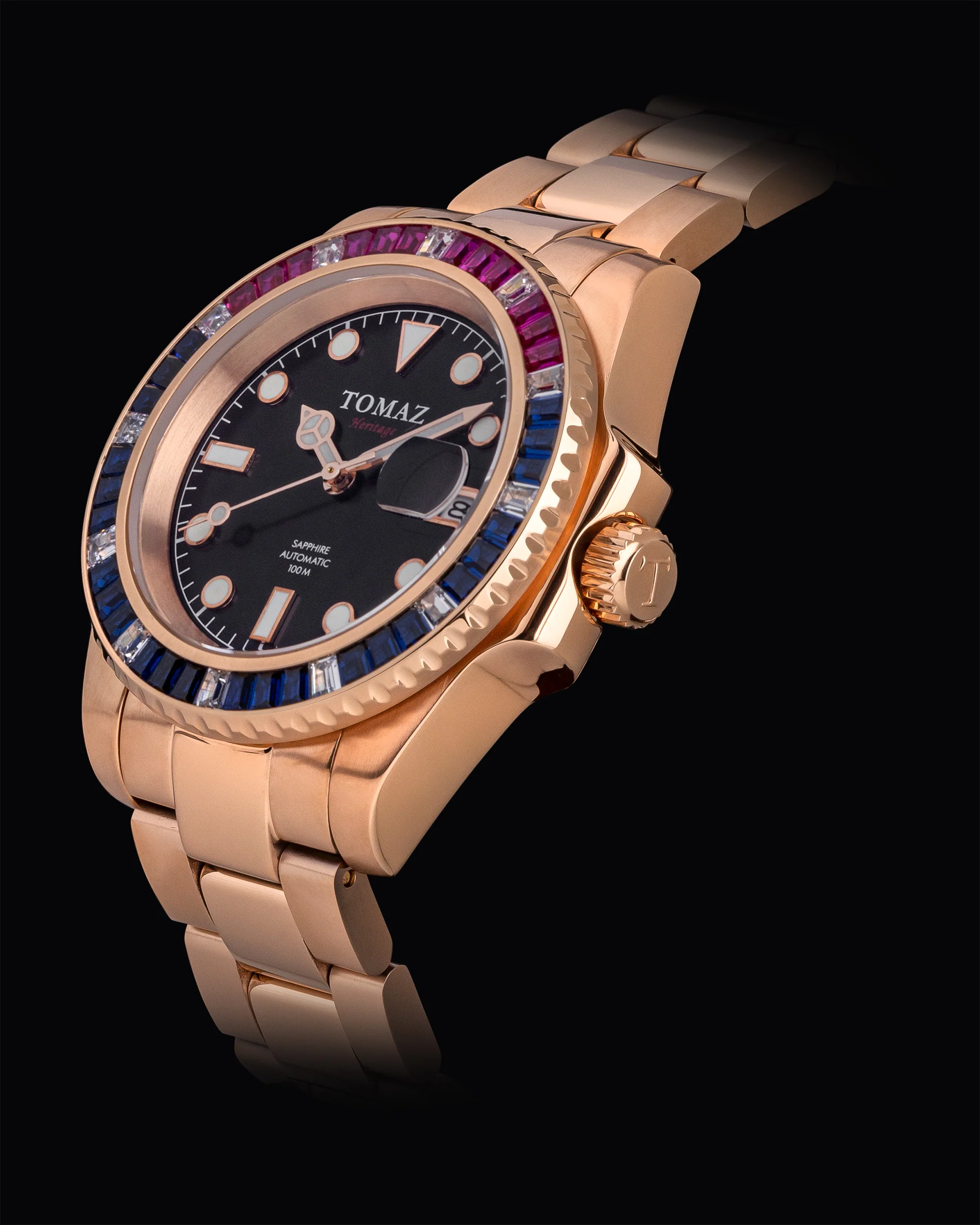 Tomaz Men's Watch GR01BS-D15 (Rosegold) with Navy Purple White Swarovski (Rosegold Stainless Steel) - Image 2