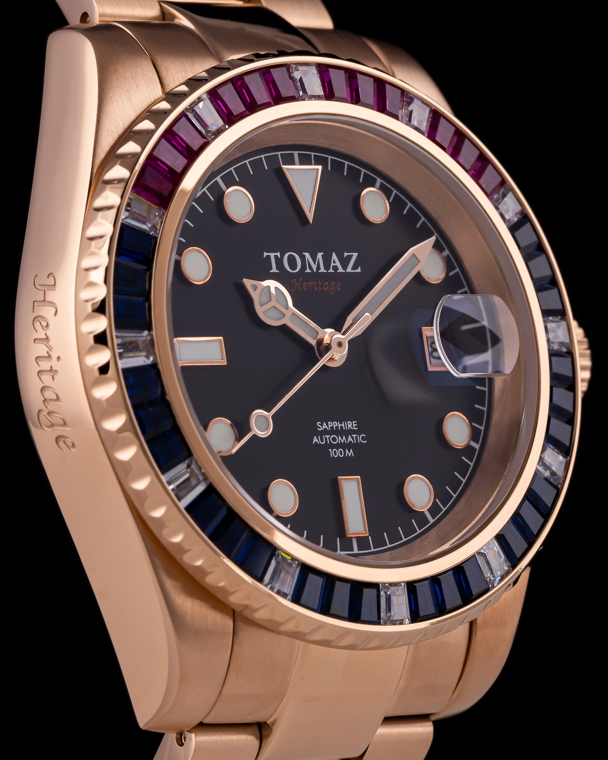 Tomaz Men's Watch GR01BS-D15 (Rosegold) with Navy Purple White Swarovski (Rosegold Stainless Steel) - Image 3