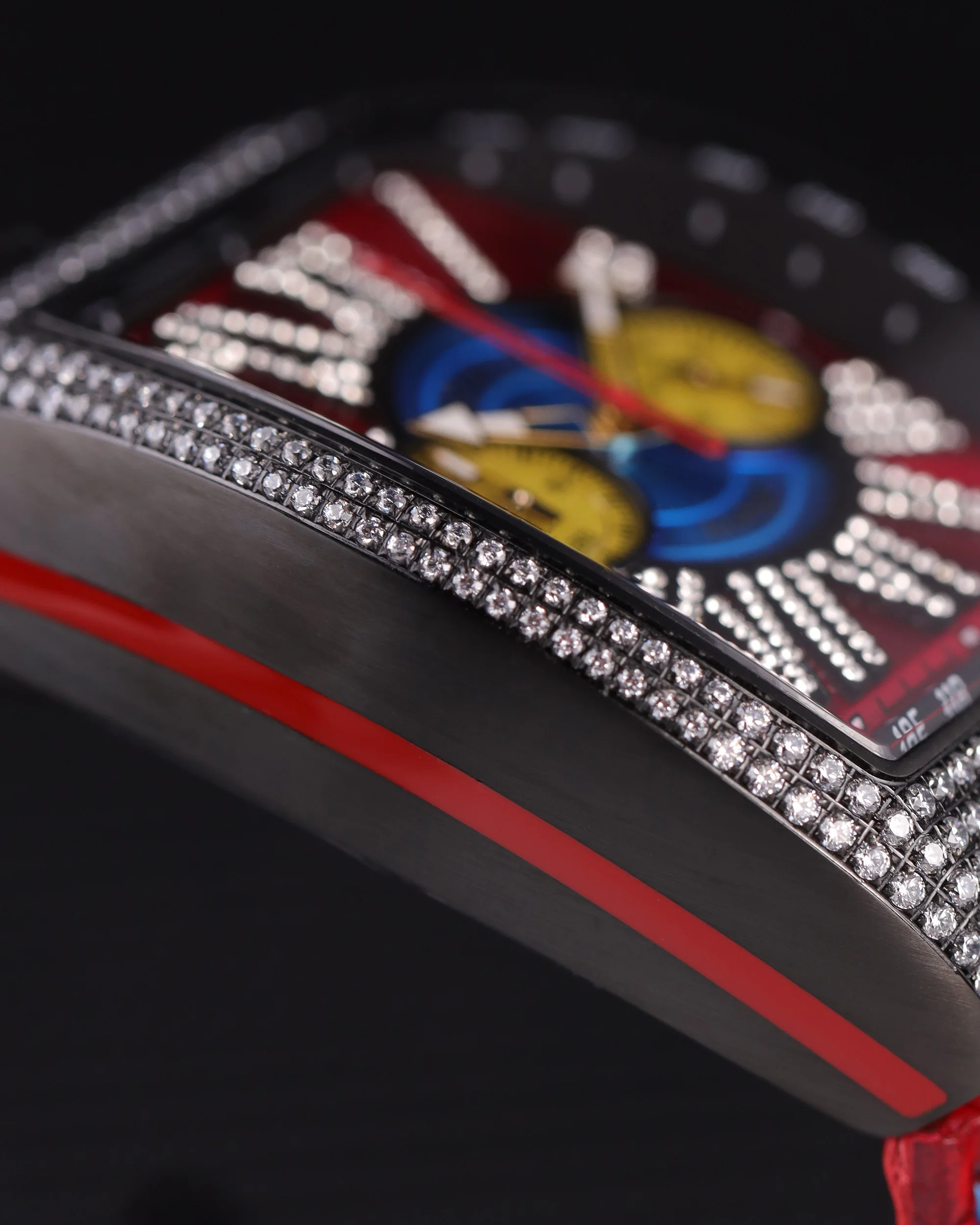 Tomaz Men's Watch TQ012A-D2 (Silver/Red) with Crystal and Red Bamboo Leather Strap - Image 2