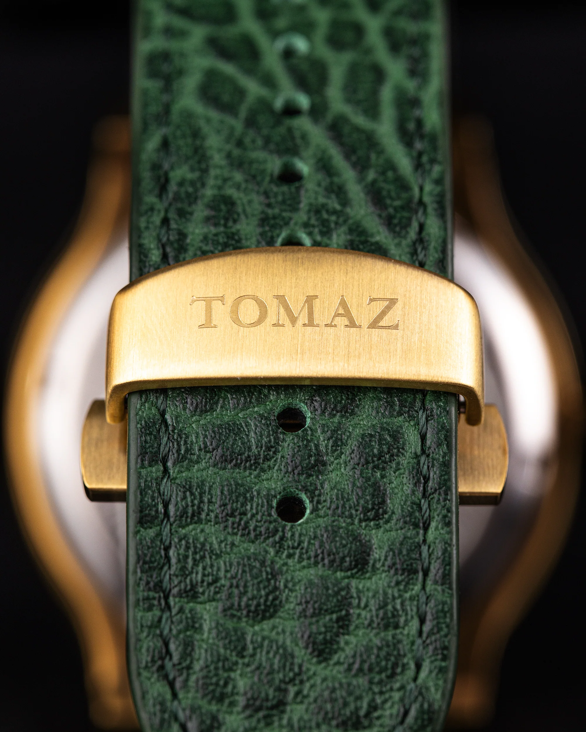 Tomaz Men's Watch TW014-D9 (Gold/Black) Green Leather Strap - Image 9