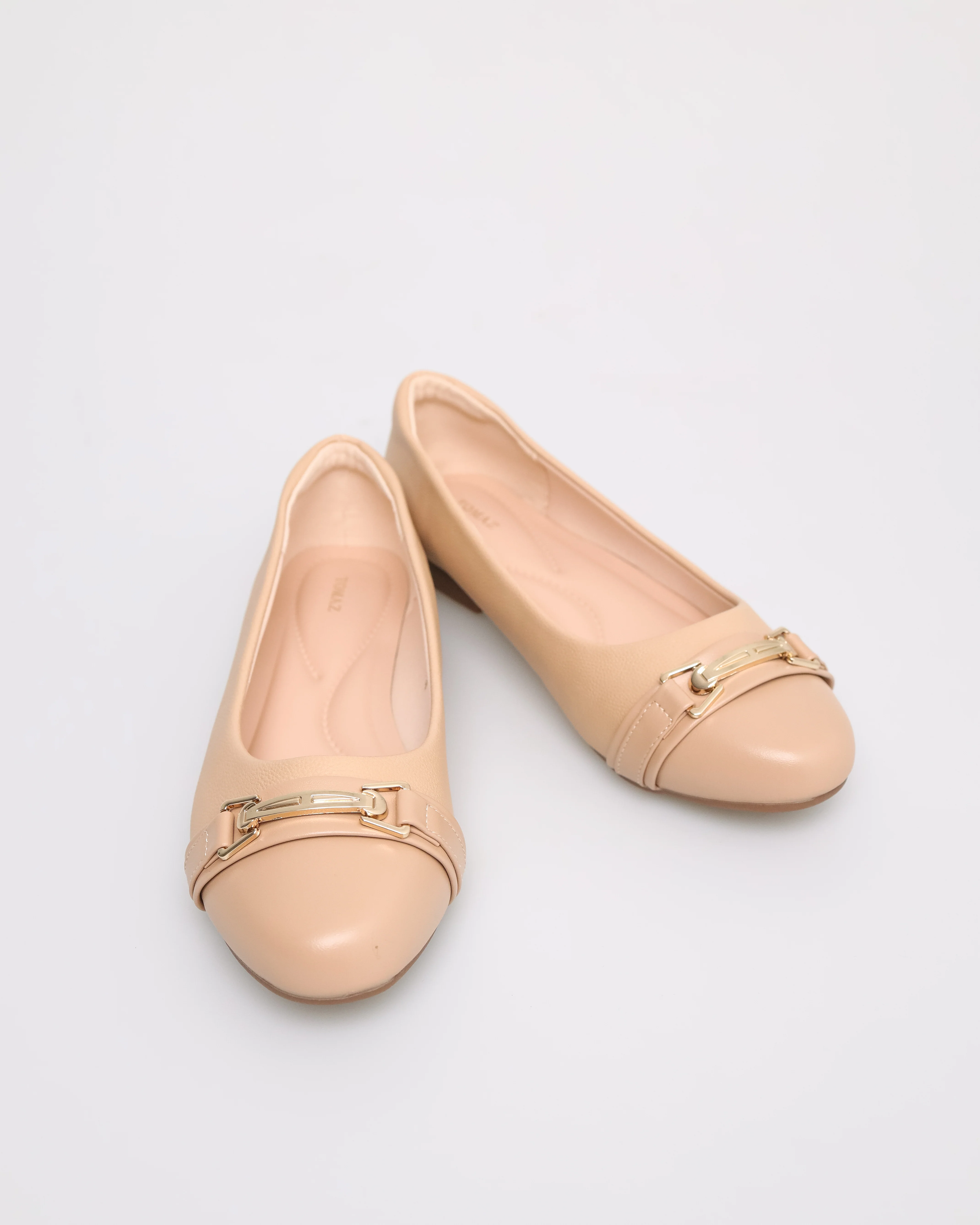 Tomaz NN254 Ladies Golden Buckle Flats - Image 6