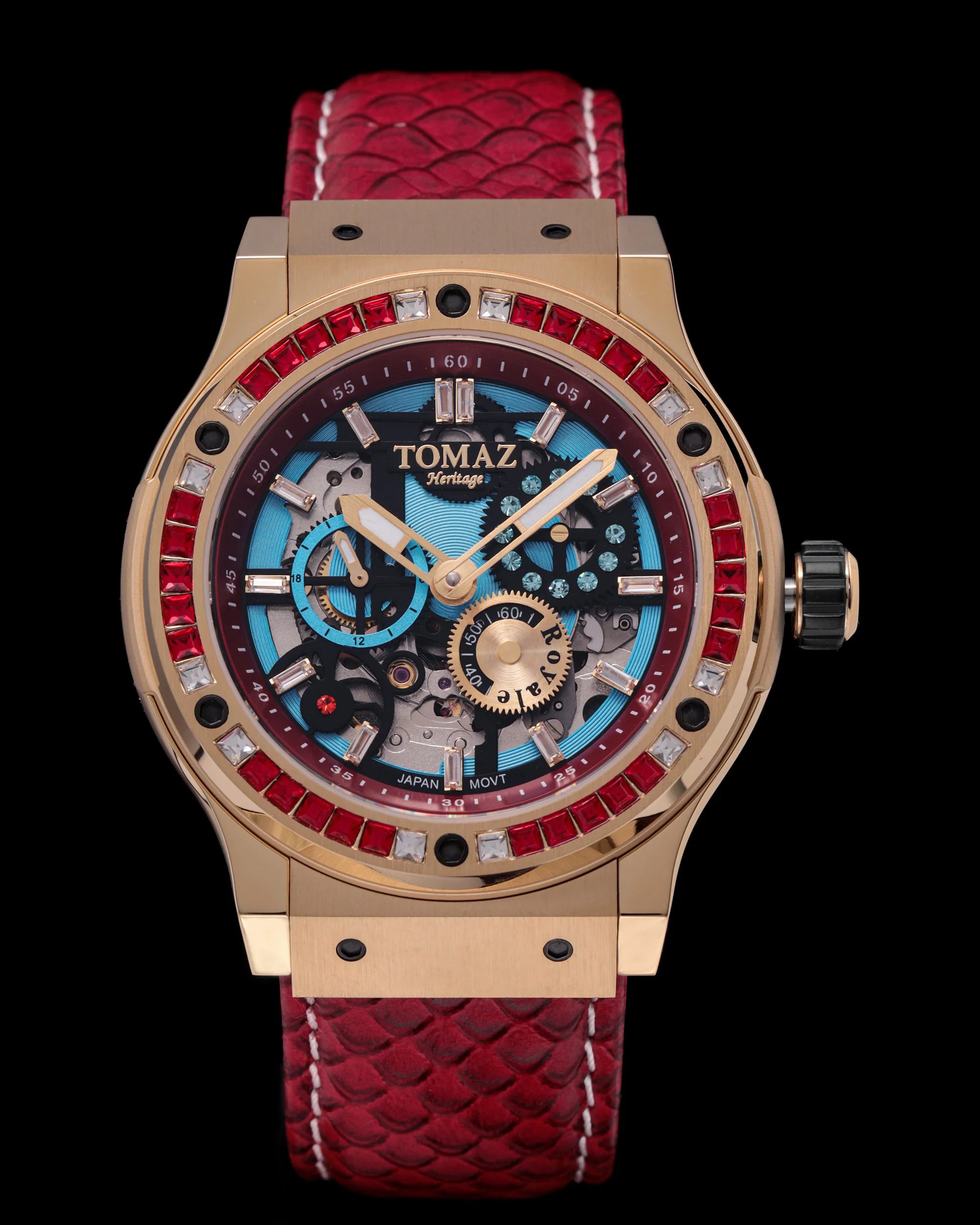Tomaz Royale TW014A-D1 Crystal Watch – Salmon Leather Strap