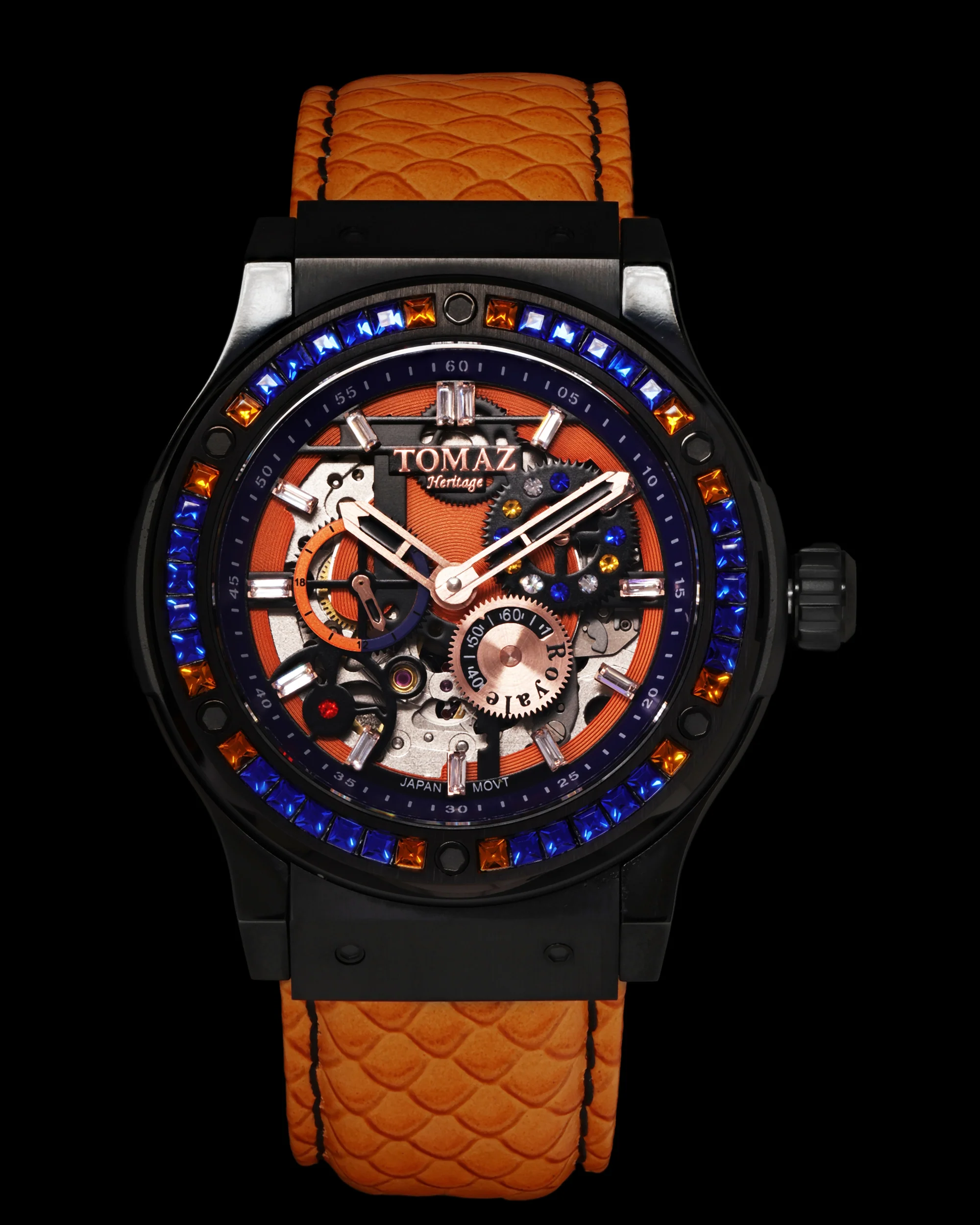 Tomaz Royale TW014A-D2 Crystal Watch – Salmon Leather Strap