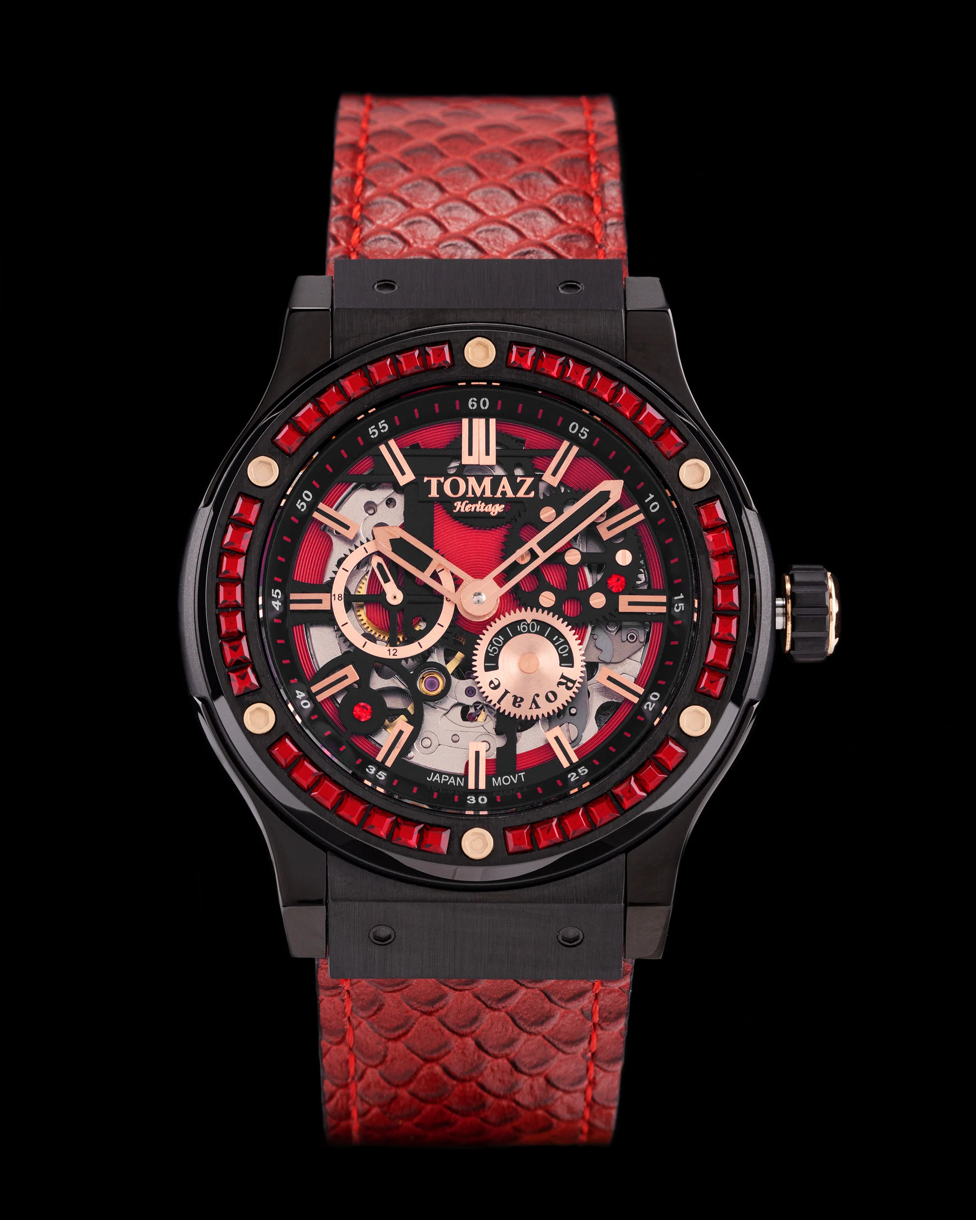 Tomaz Royale TW014B-D4 Crystal Watch β Salmon Leather Strap