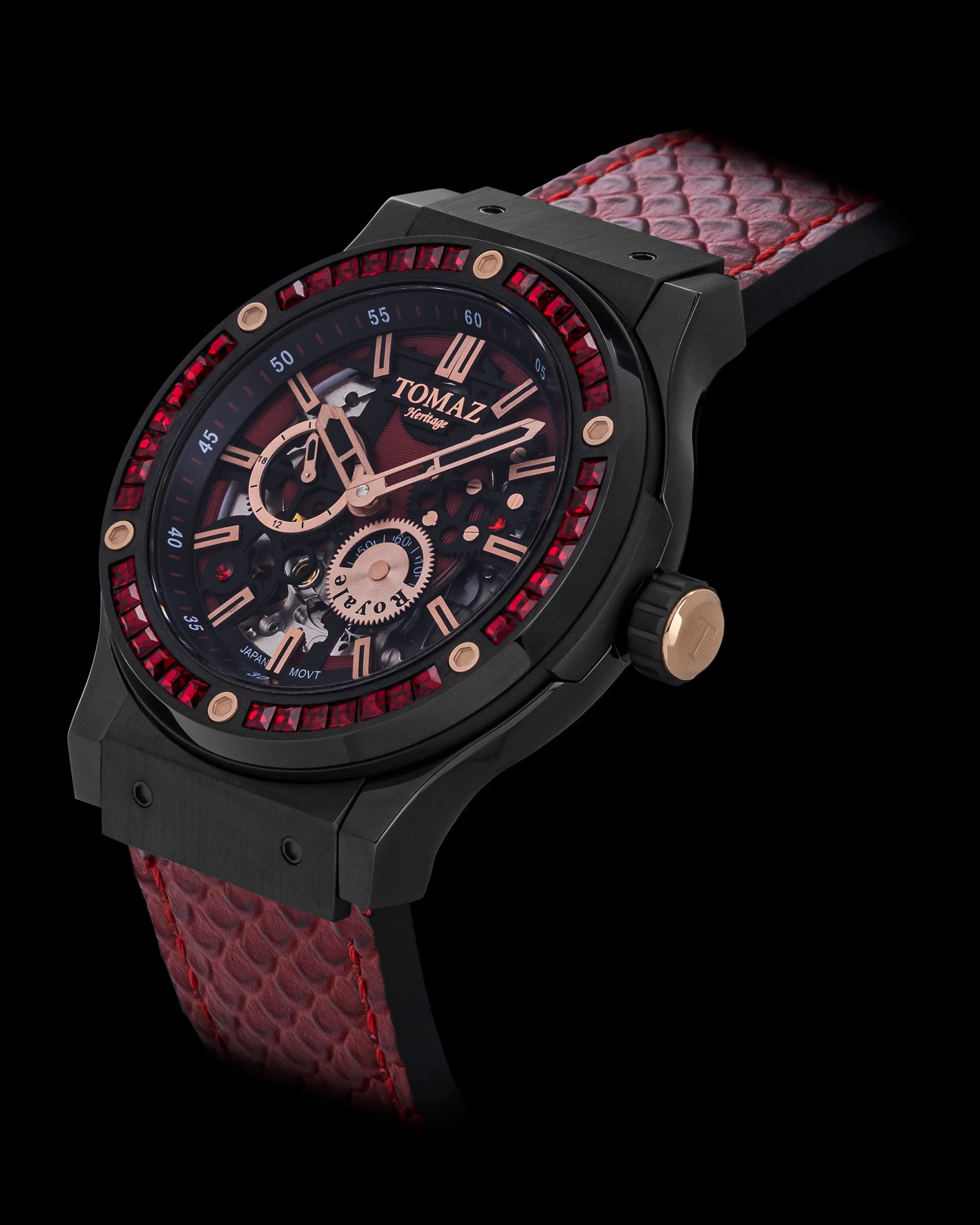 Tomaz Royale TW014B-D4 Crystal Watch β Salmon Leather Strap - Image 2