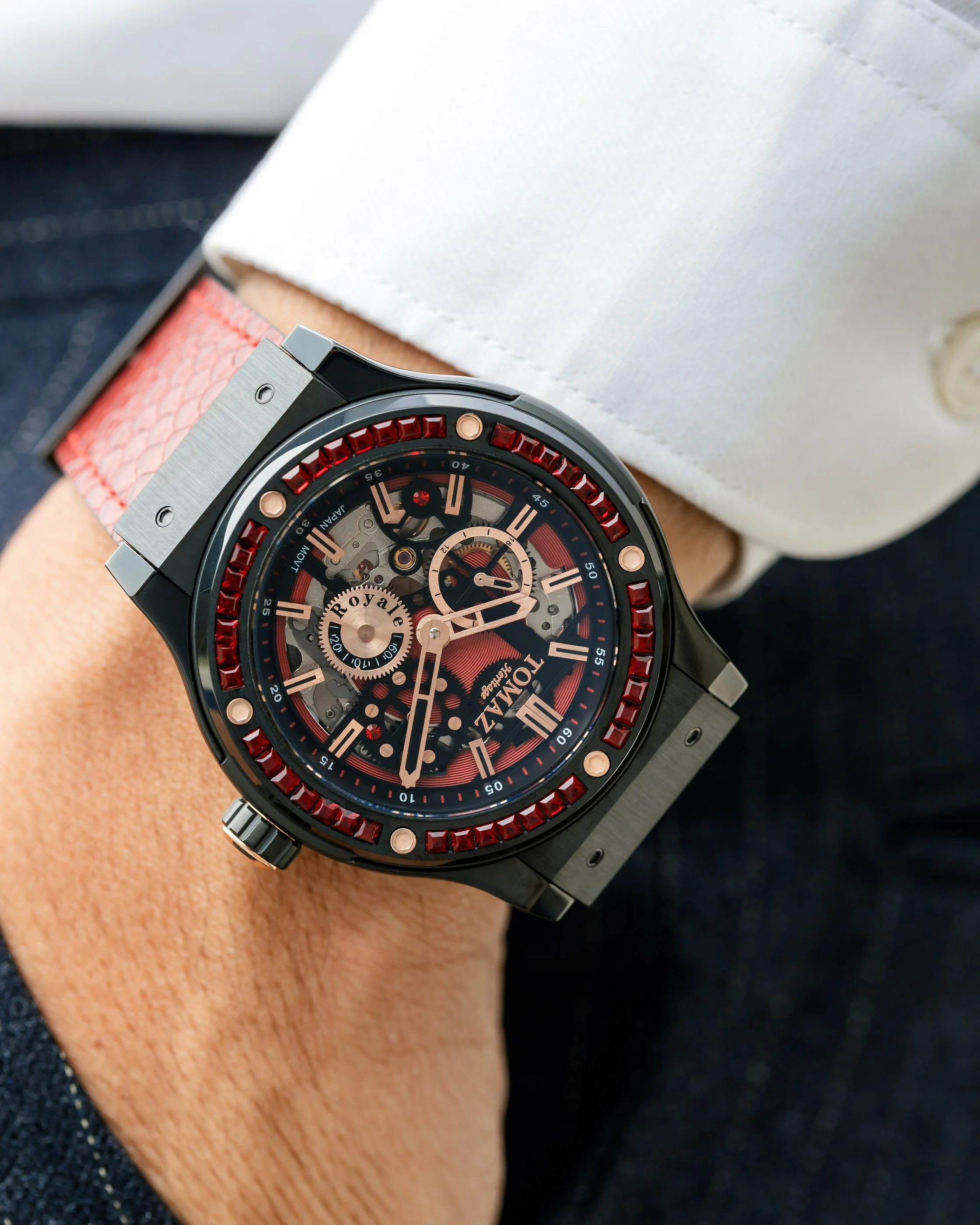 Tomaz Royale TW014B-D4 Crystal Watch β Salmon Leather Strap - Image 8