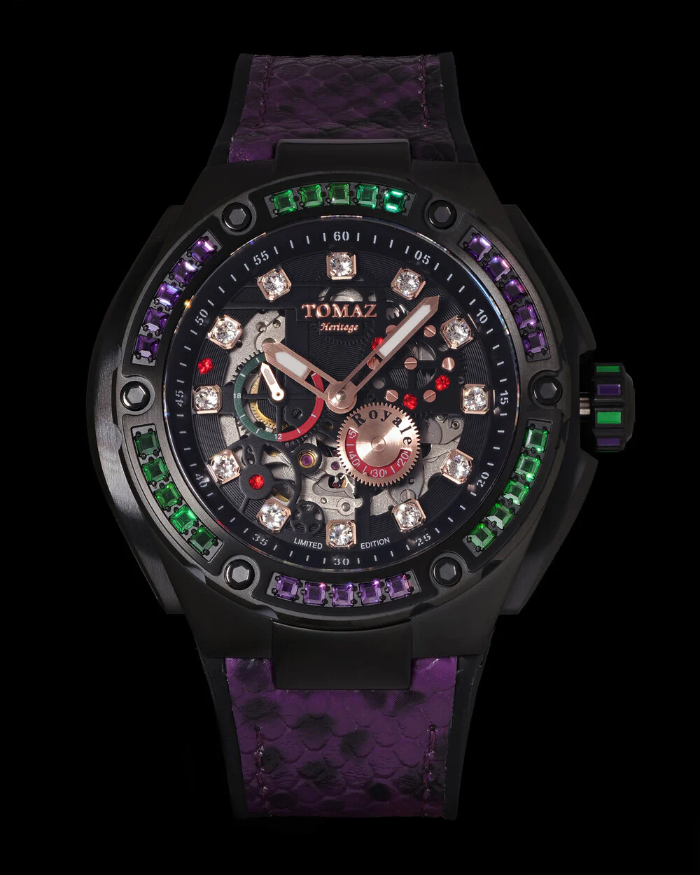 Tomaz Royale XL TW027S-D15 Crystal Watch – Leather Hybrid Strap