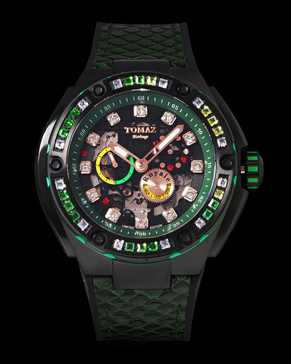 Tomaz Royale XL TW027S-D18 Crystal Watch – Leather Hybrid Strap