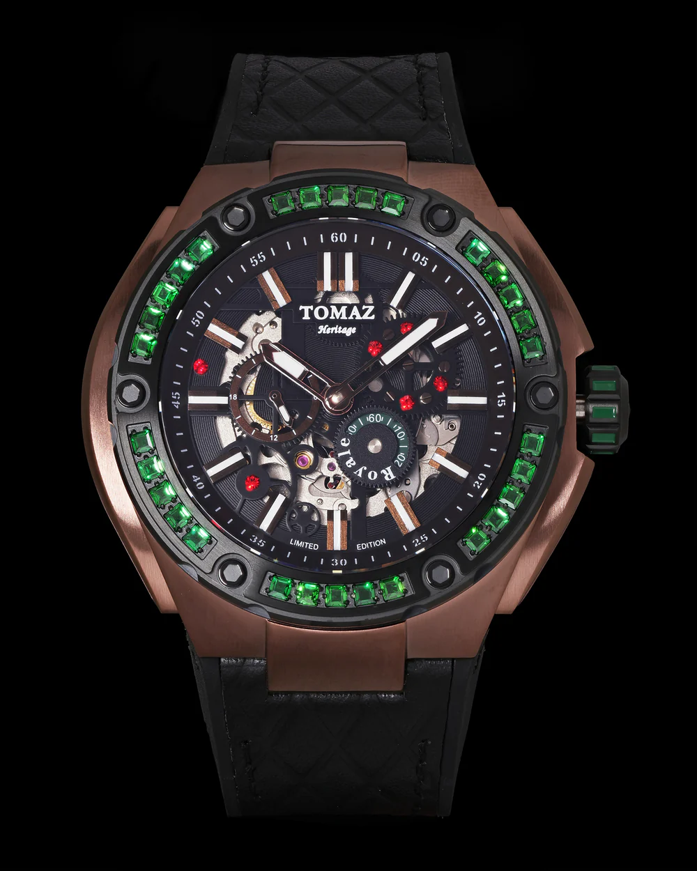 Tomaz Royale XL TW027S-D5 Crystal Watch – Leather Hybrid Strap