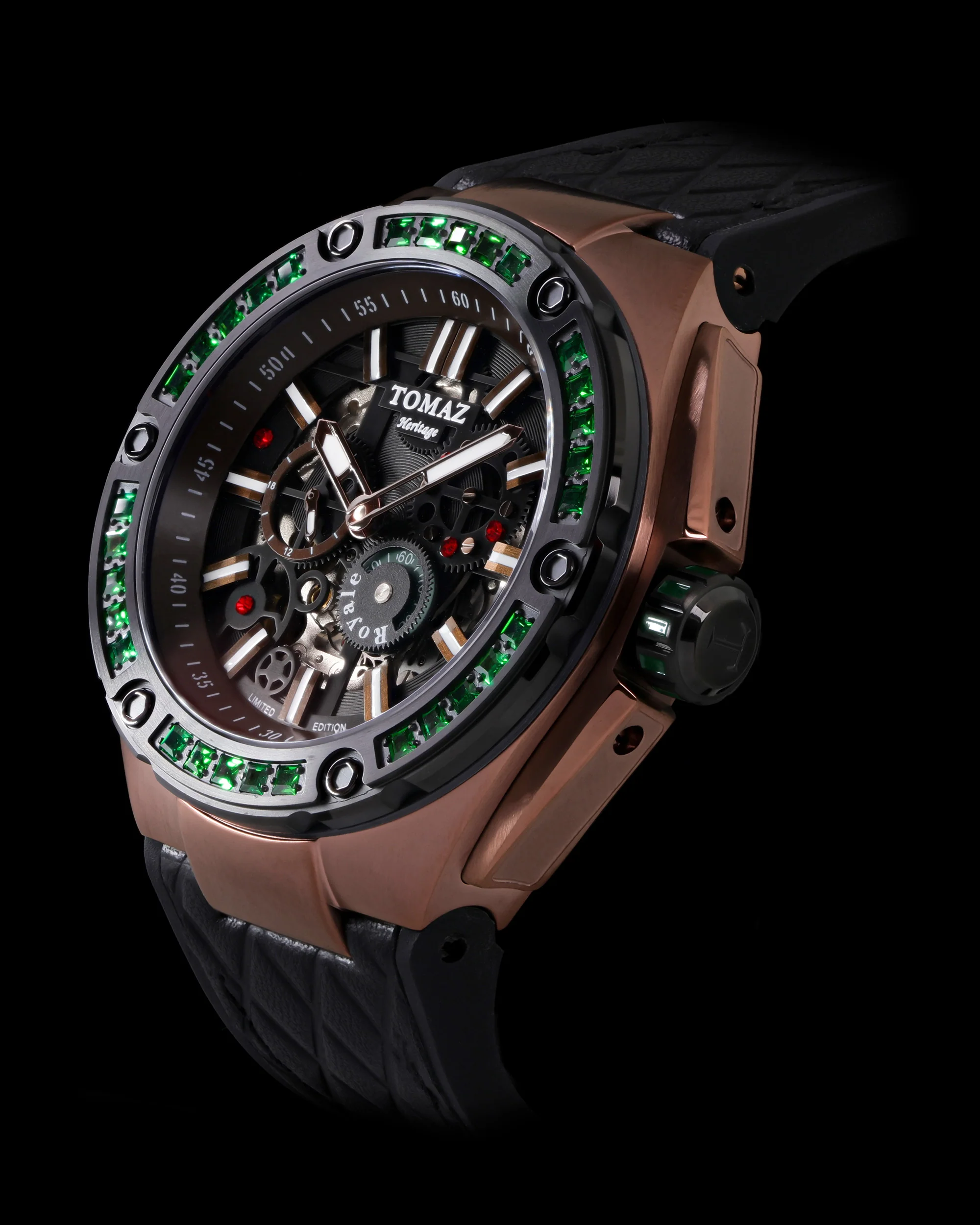 Tomaz Royale XL TW027S-D5 Crystal Watch – Leather Hybrid Strap - Image 2