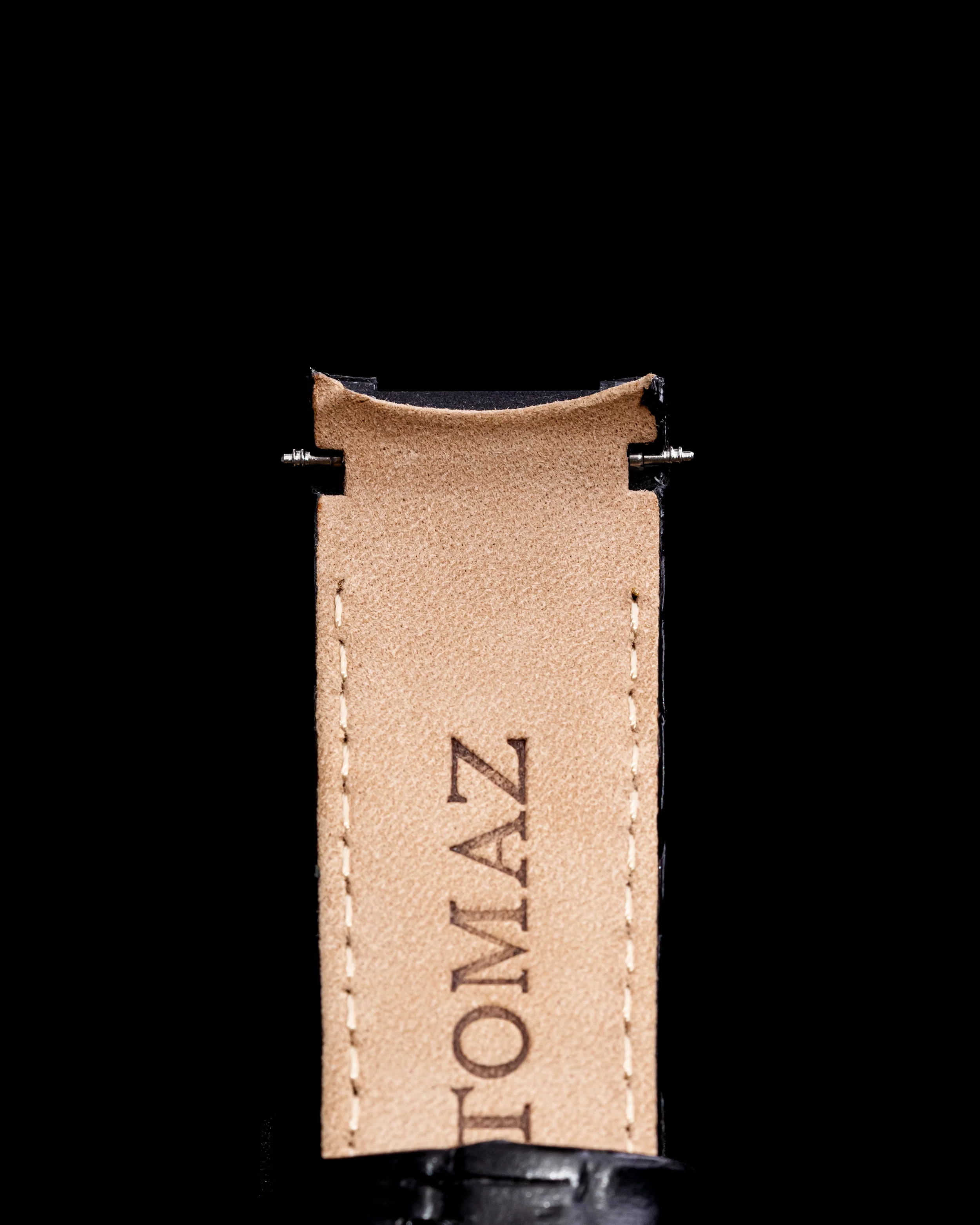 Tomaz STW03B Leather Bamboo 24mm Watch Strap (TW003) (Black) - Image 3