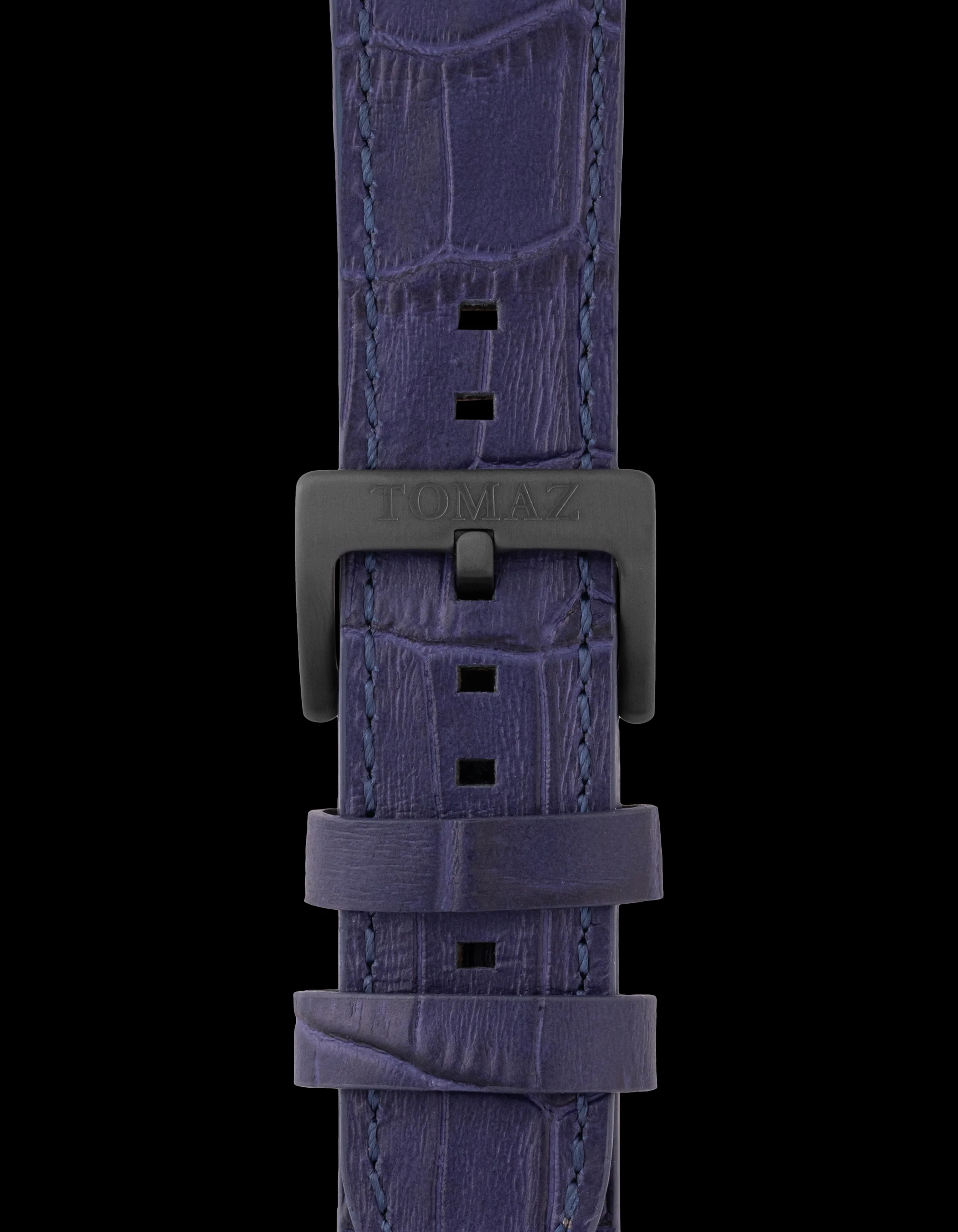 Tomaz TS1-1 Leather Bamboo 24mm Watch Strap (Blue) - Image 2