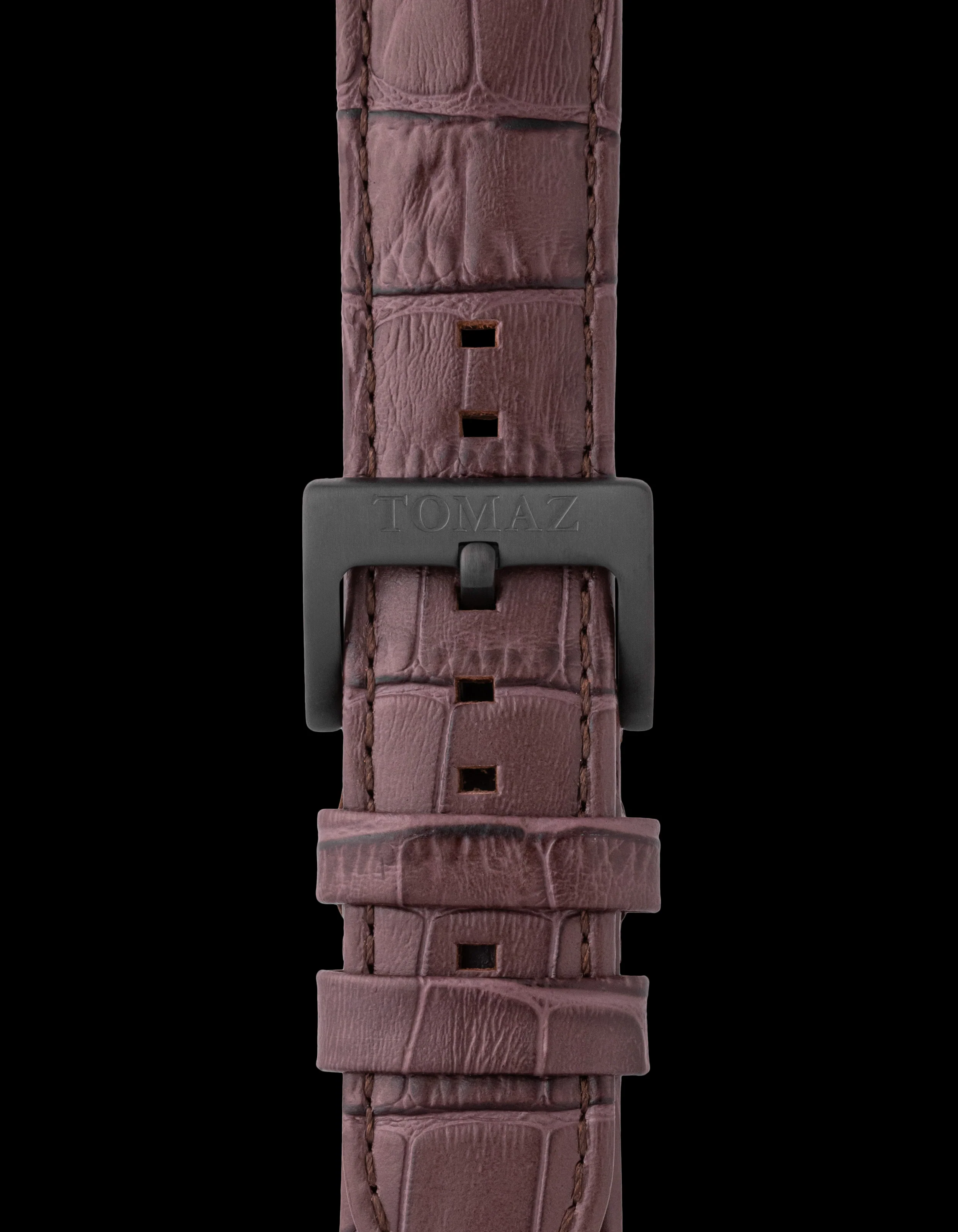 Tomaz TS1-1 Leather Bamboo 24mm Watch Strap (Coffee) - Image 2