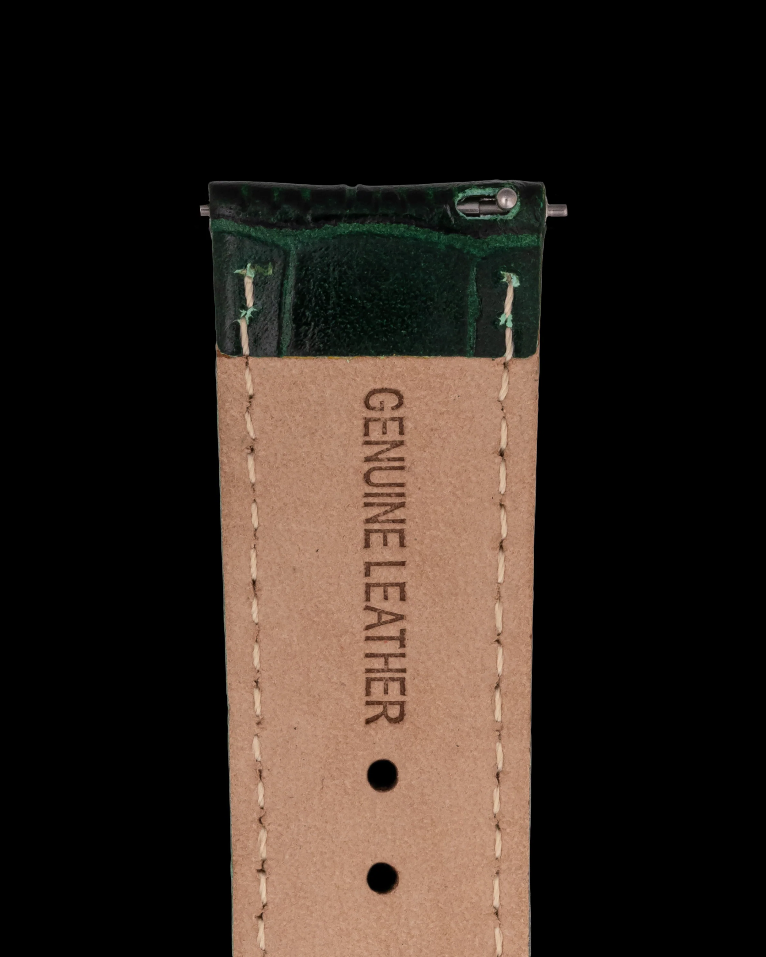 Tomaz TS1-1A Leather Bamboo 20mm Watch Strap (Green) - Image 3