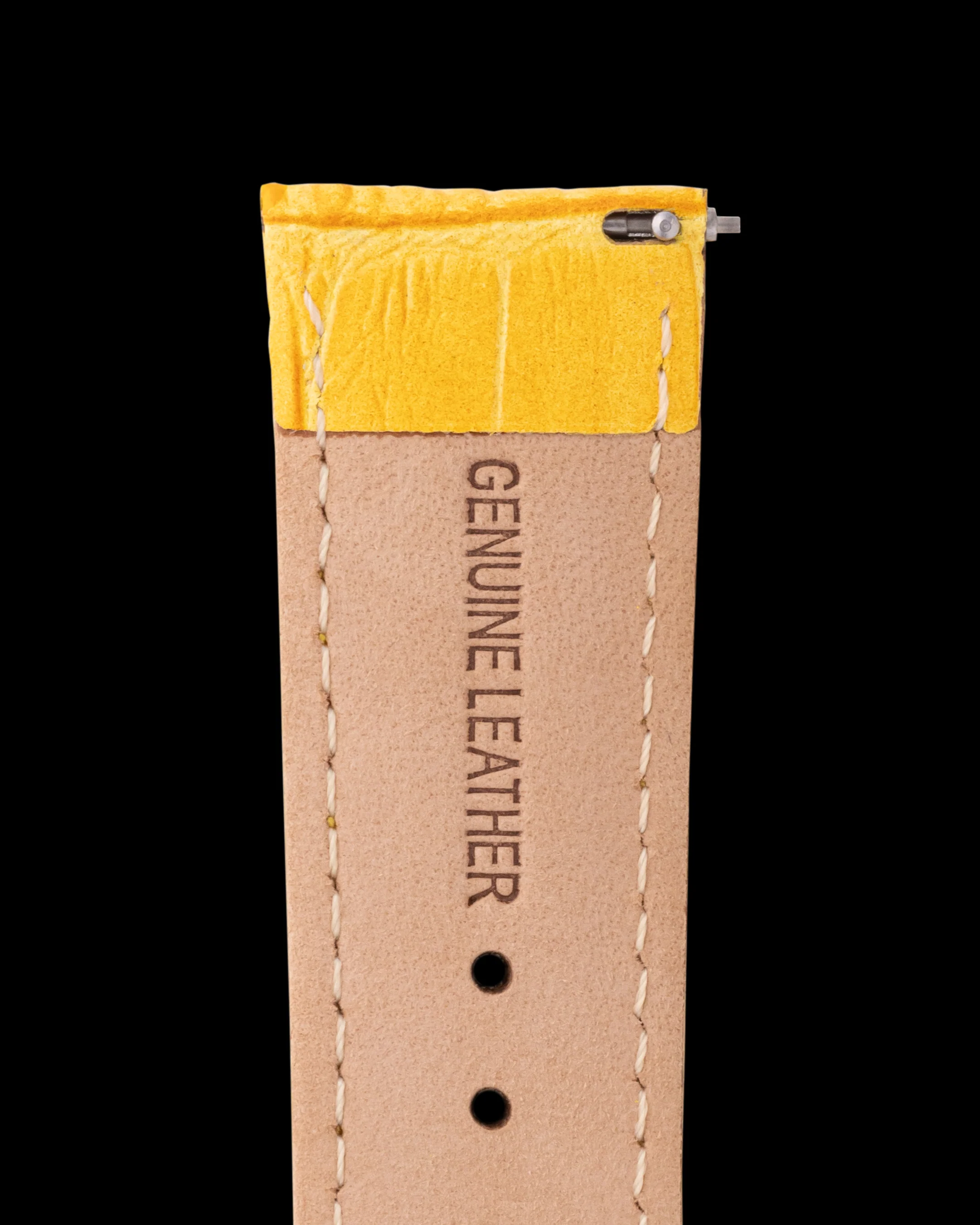 Tomaz TS1-1A Leather Bamboo 22mm Watch Strap (Yellow) - Image 3