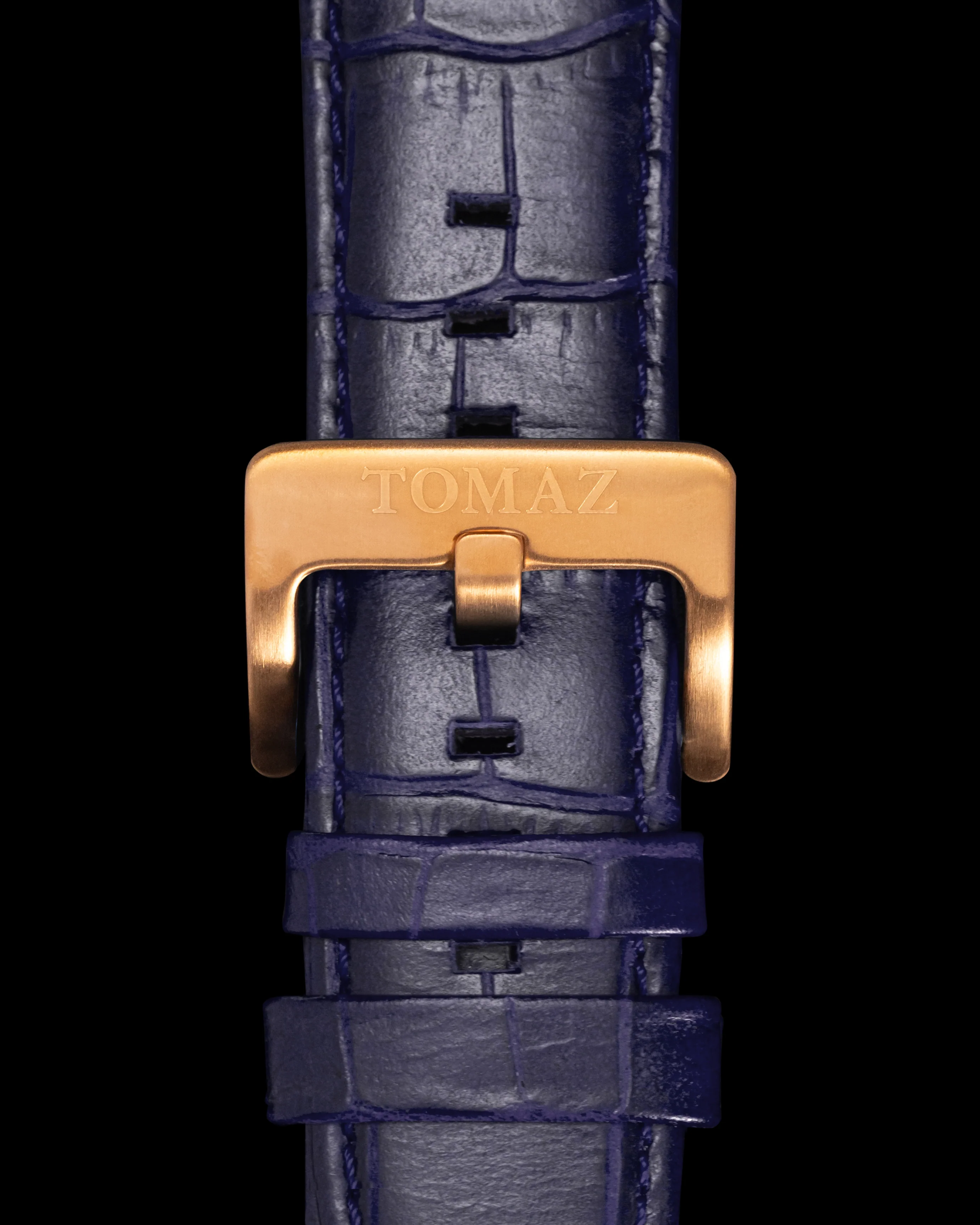Tomaz TS1-1A Leather Bamboo 26mm Watch Strap (Blue) - Image 2