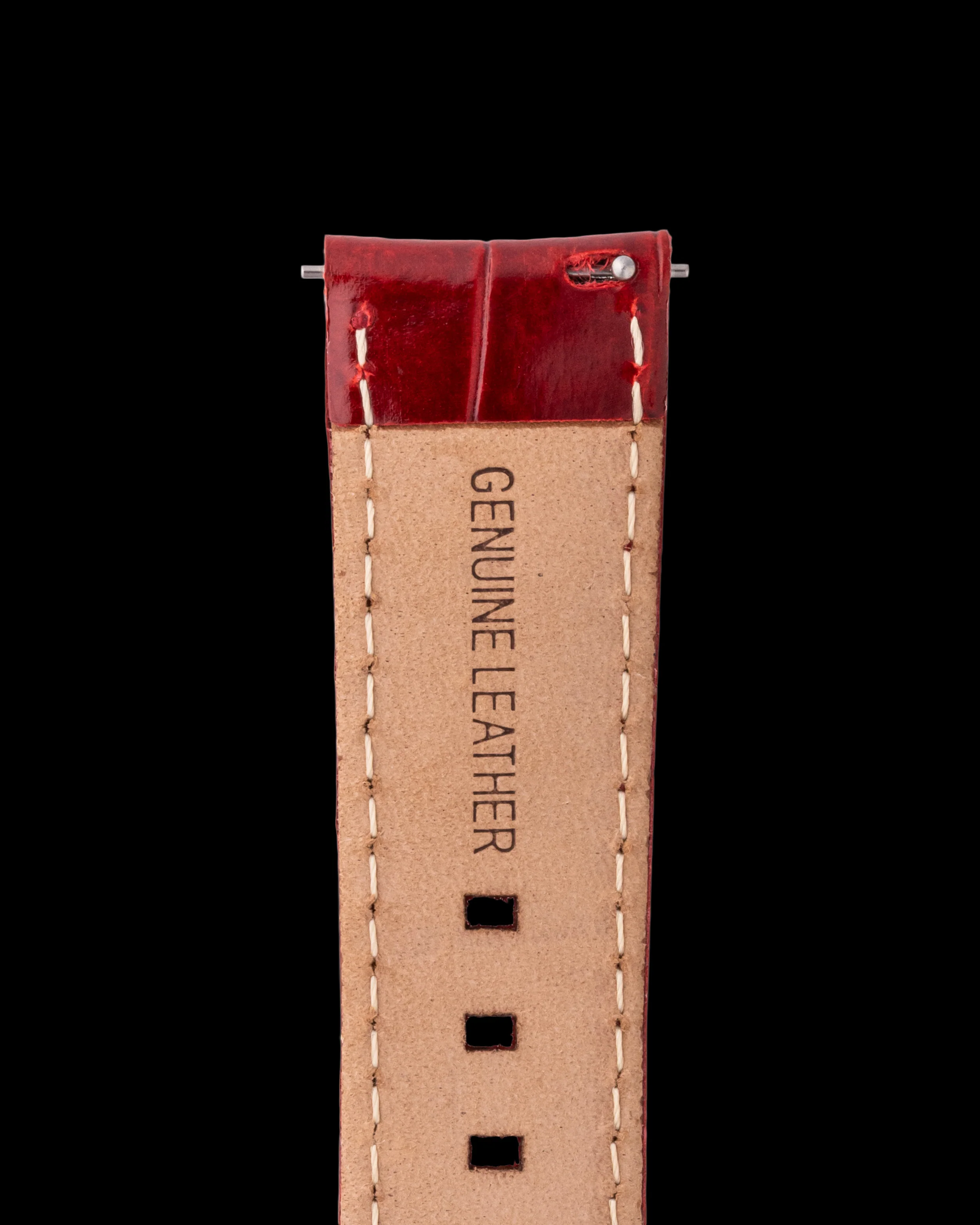 Tomaz TS1-1B Leather Bamboo 20mm Watch Strap (Red) - Image 3