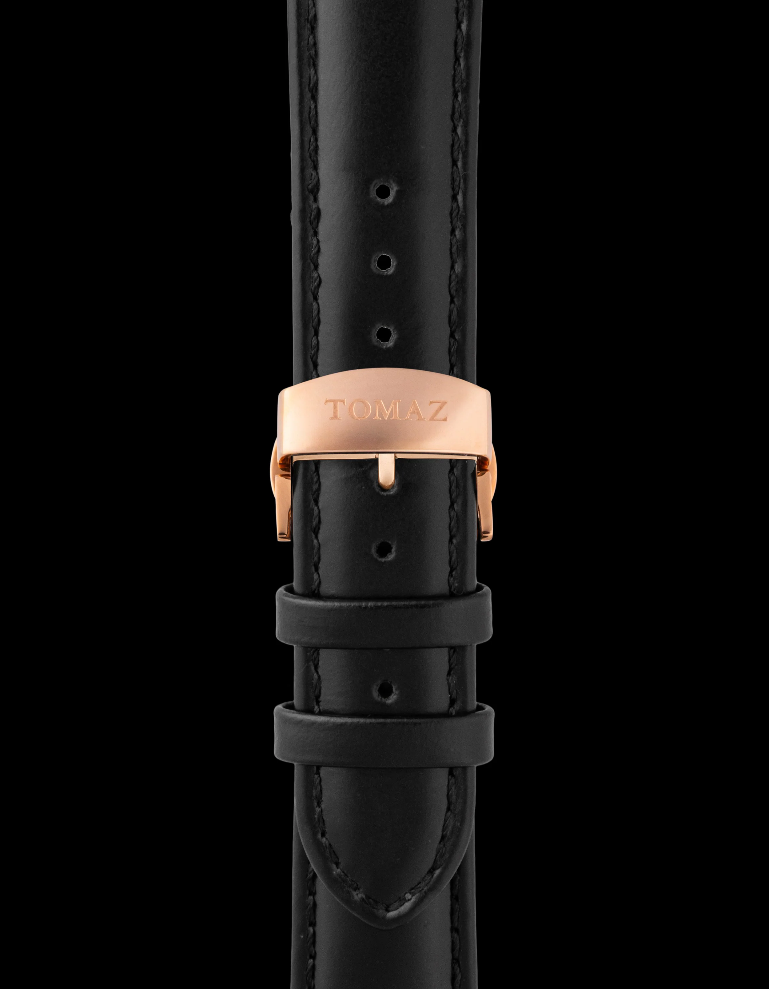 Tomaz TS2B Leather Plain 22mm Watch Strap with Butterfly Clip (Black) - Image 2