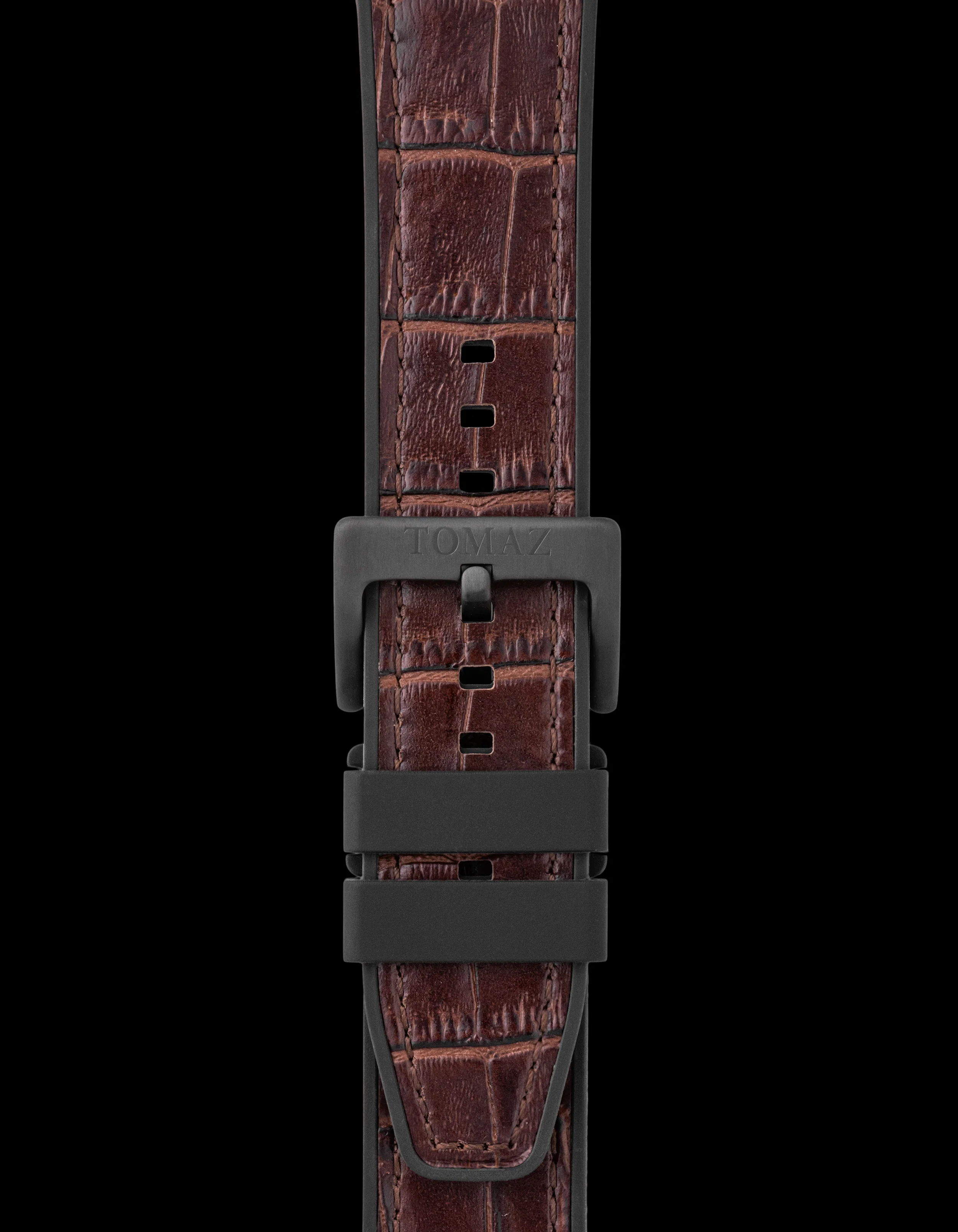 Tomaz TS7-1 Leather/Silicone Bamboo 24mm Strap (Coffee) - Image 2