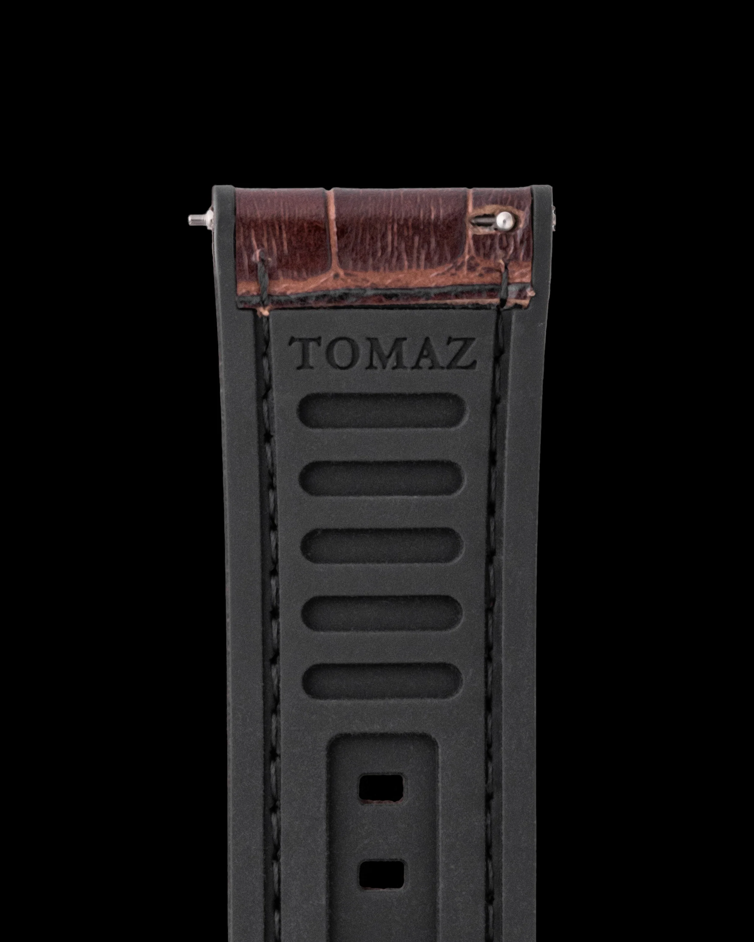 Tomaz TS7-1 Leather/Silicone Bamboo 24mm Strap (Coffee) - Image 3