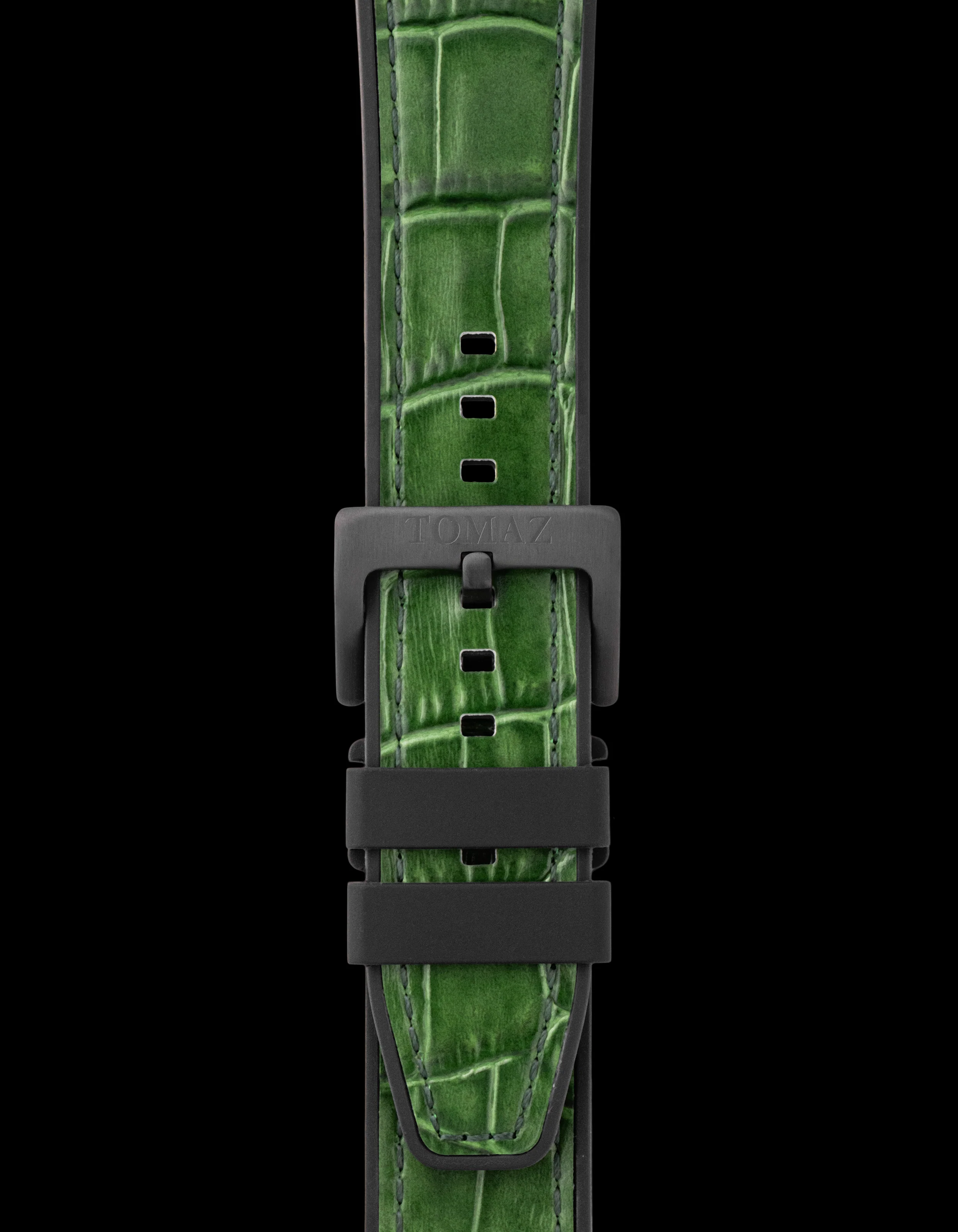 Tomaz TS7-1 Leather/Silicone Bamboo 24mm Strap (Green) - Image 2