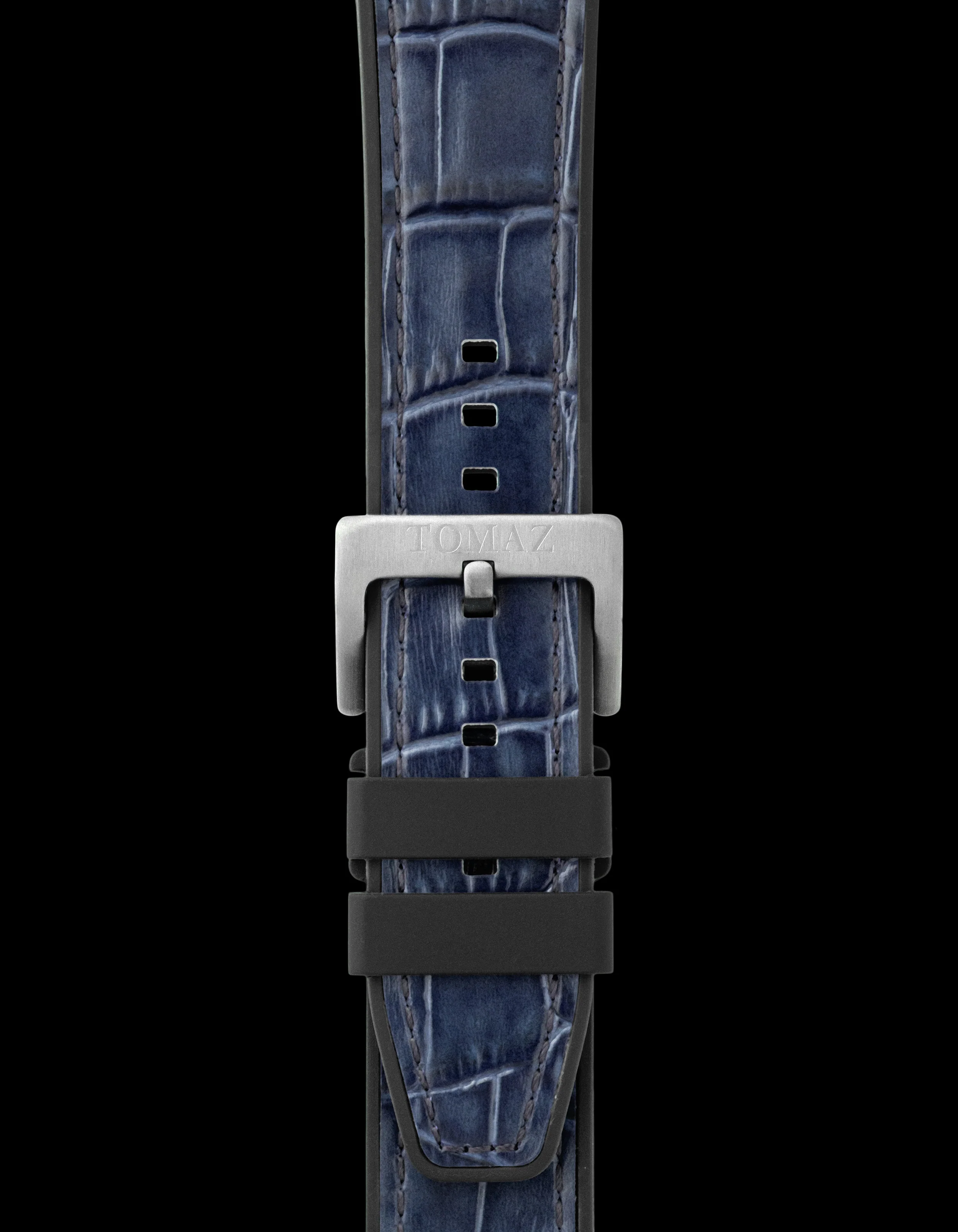 Tomaz TS7-1 Leather/Silicone Bamboo 24mm Strap (Navy) - Image 2