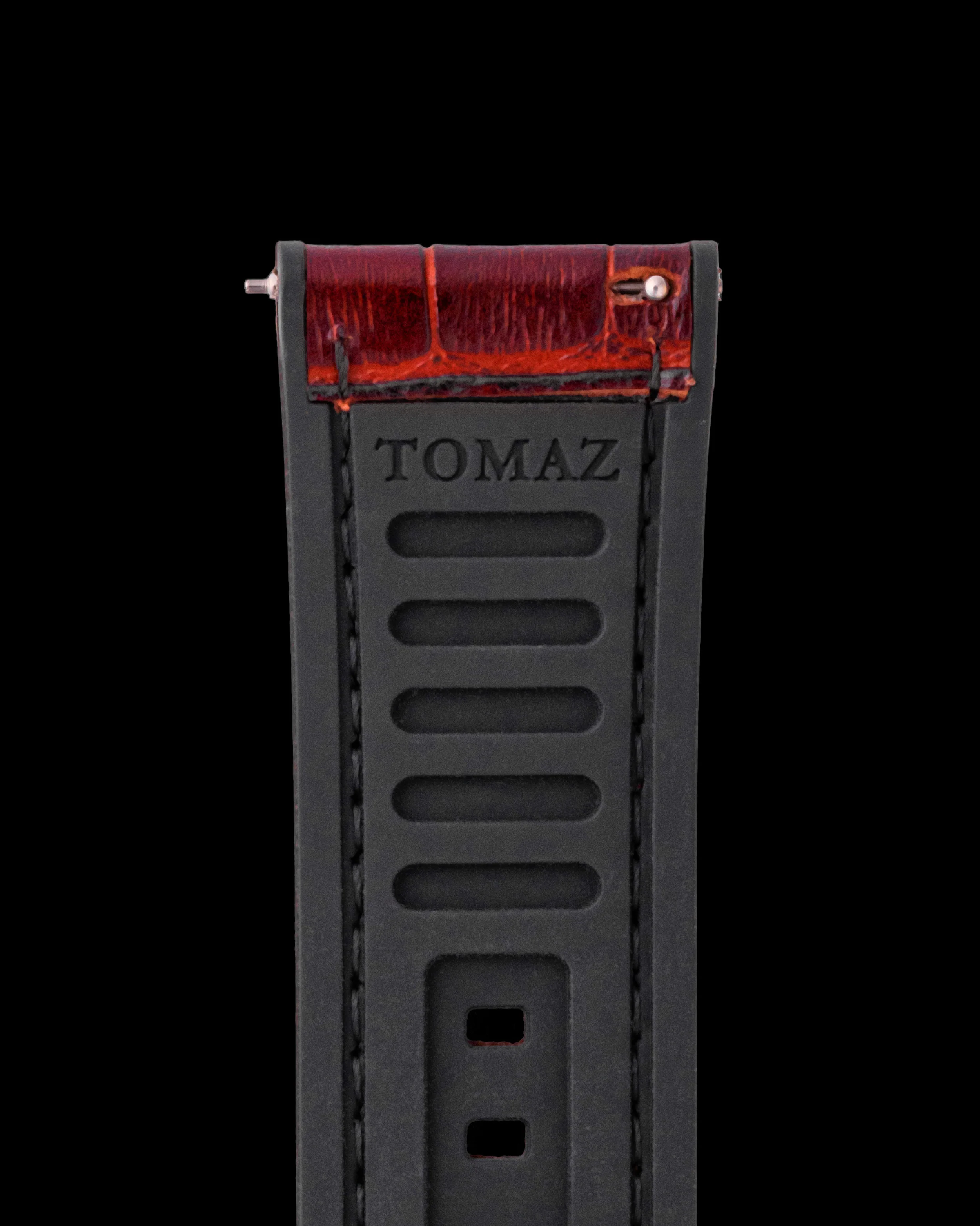 Tomaz TS7-1 Leather/Silicone Bamboo 24mm Strap (Red) - Image 2