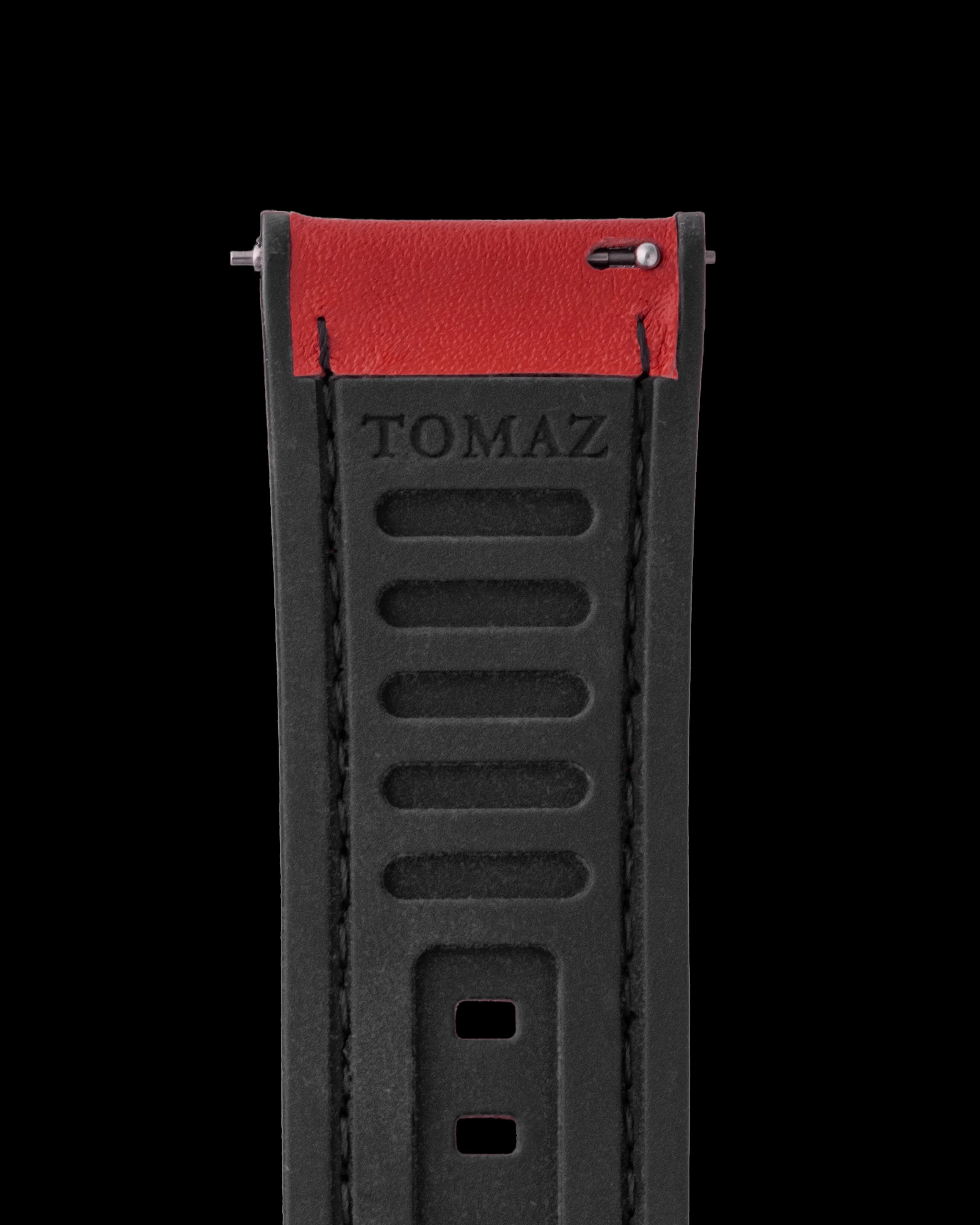 Tomaz TS7A Leather/Silicone Plain 24mm Strap (Red) - Image 3