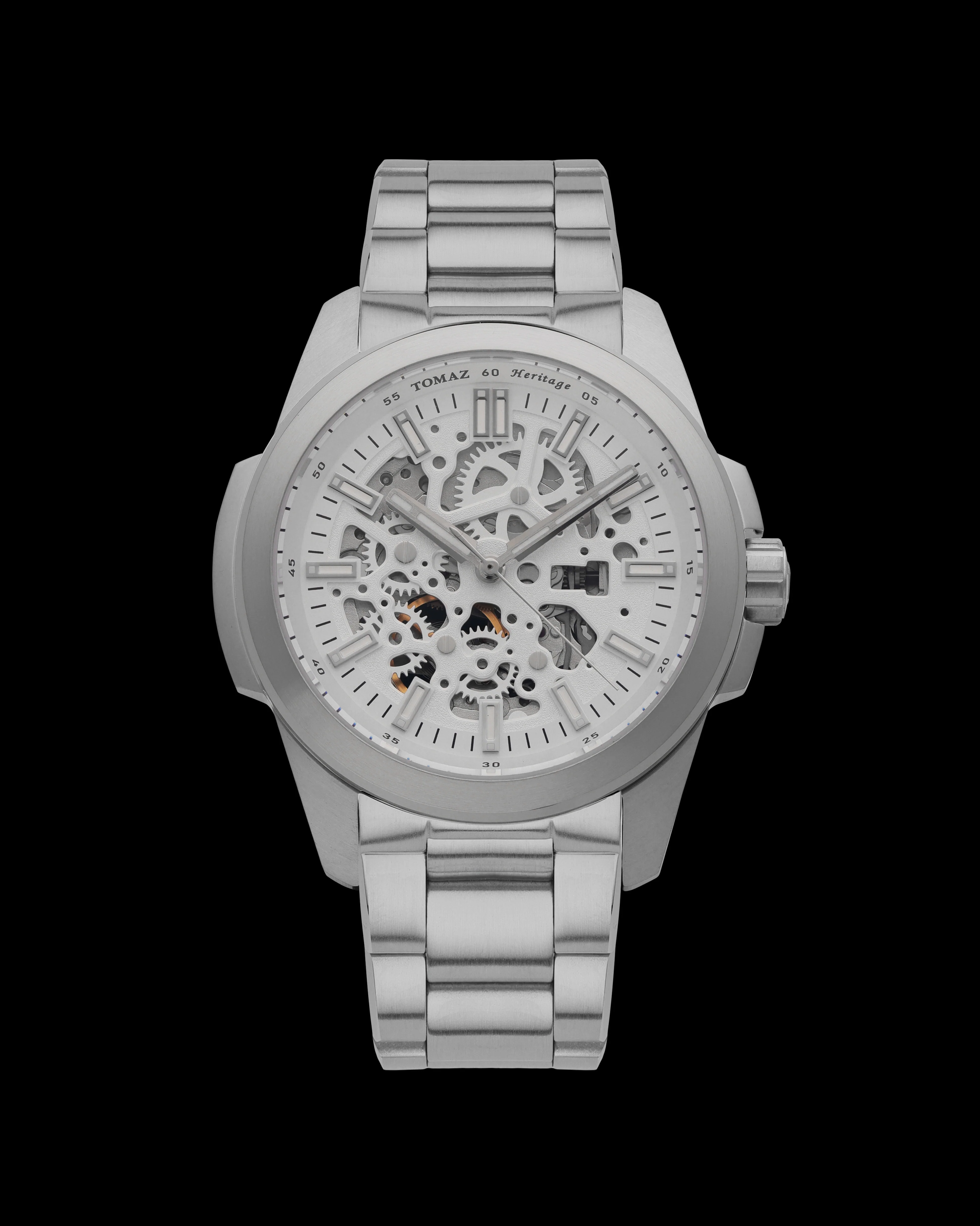 Tomaz TW068-BD4 Open-Gear Skeleton Watch – Stainless Steel Strap
