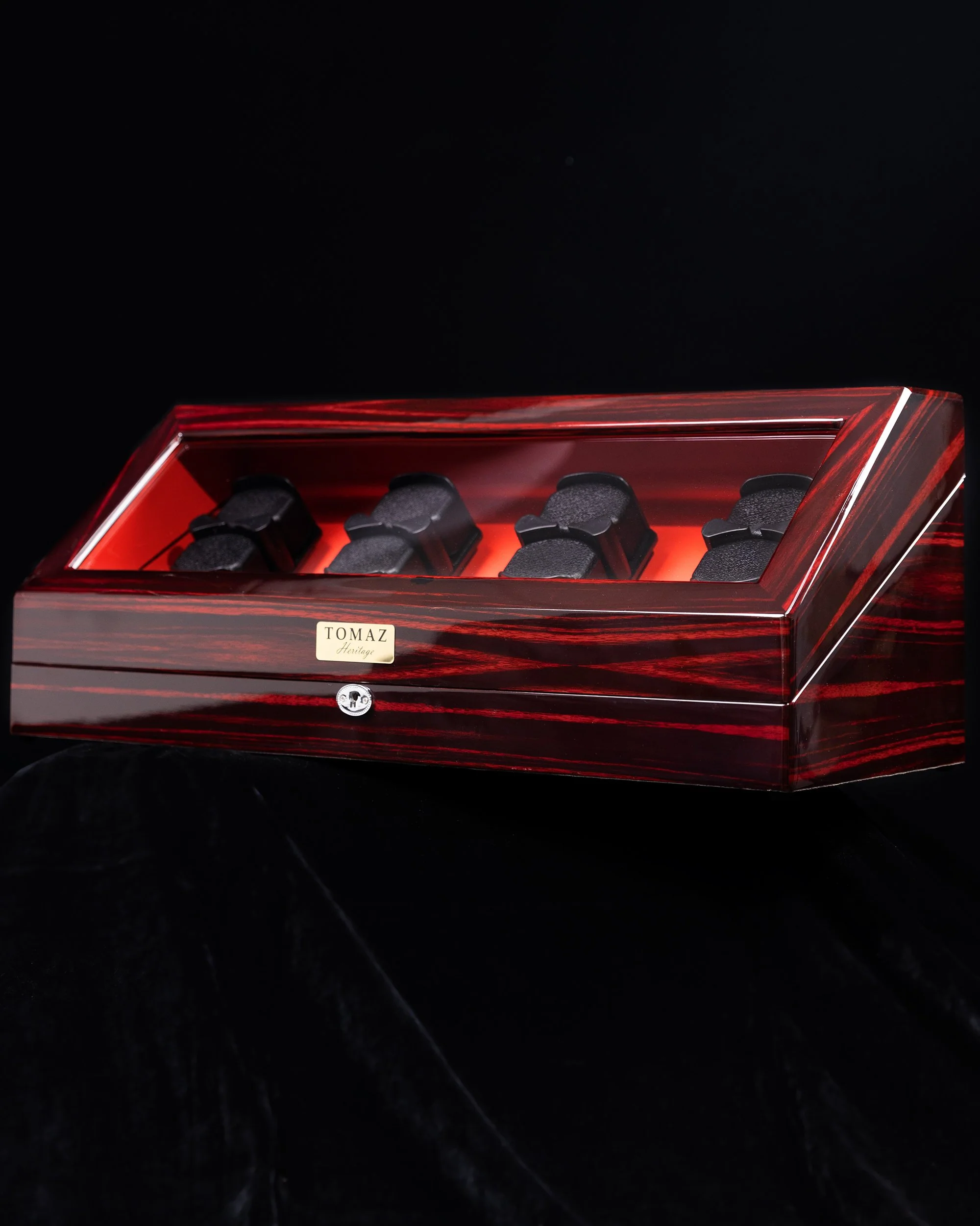 Tomaz TWMD19 Watch Winder S8+6 (Ebony+Red) Black Cushion