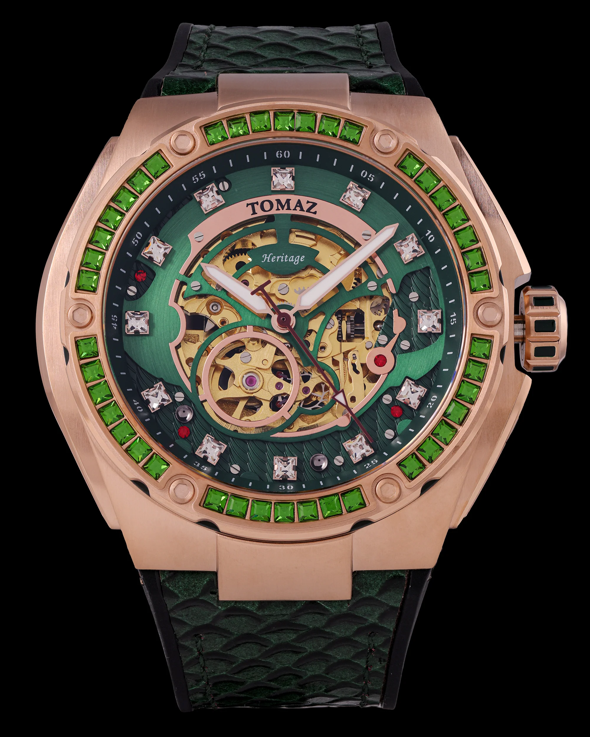Tomaz Xavier XL TW033-D15 Crystal Watch – Bamboo Leather Strap