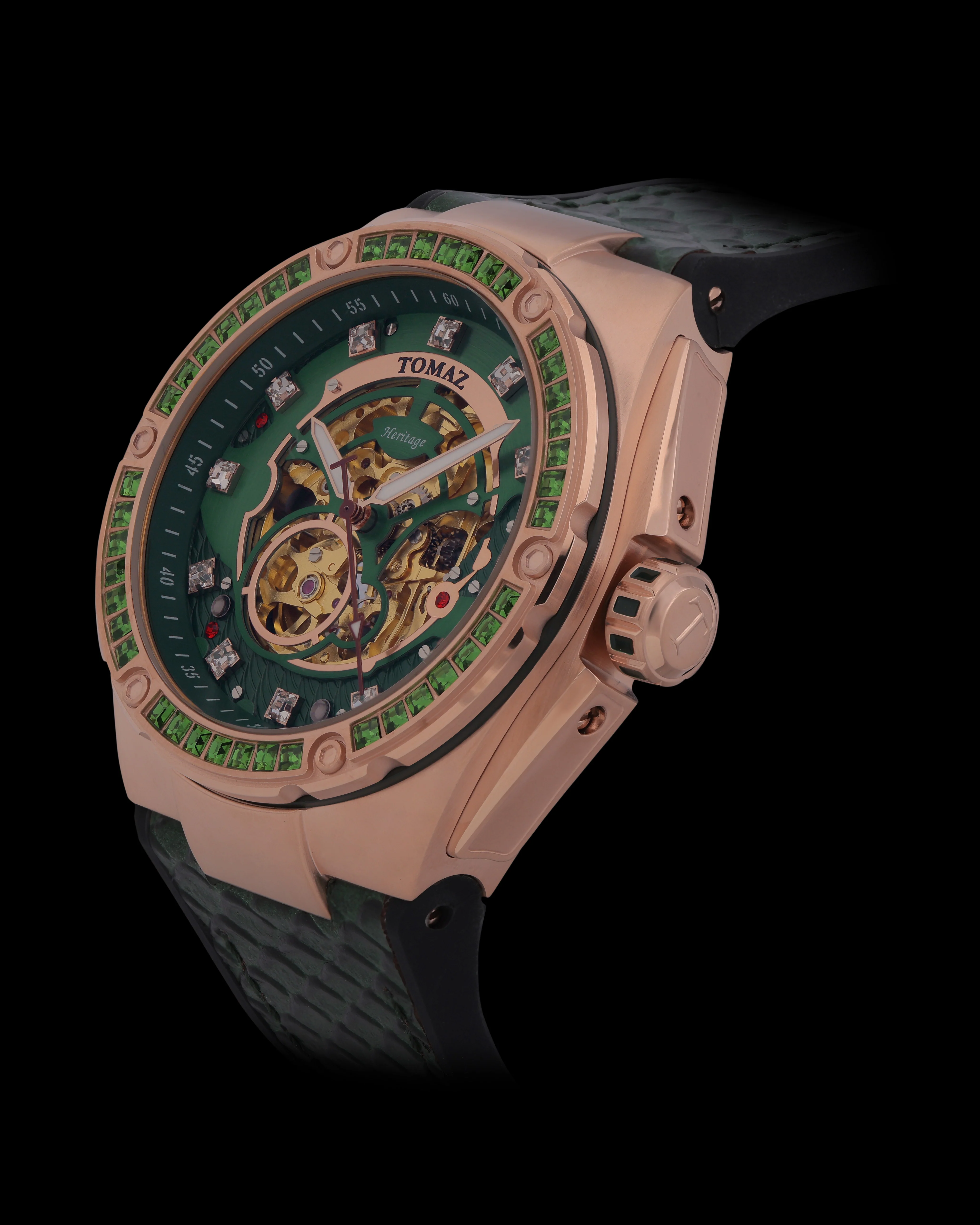 Tomaz Xavier XL TW033-D15 Crystal Watch – Bamboo Leather Strap - Image 2