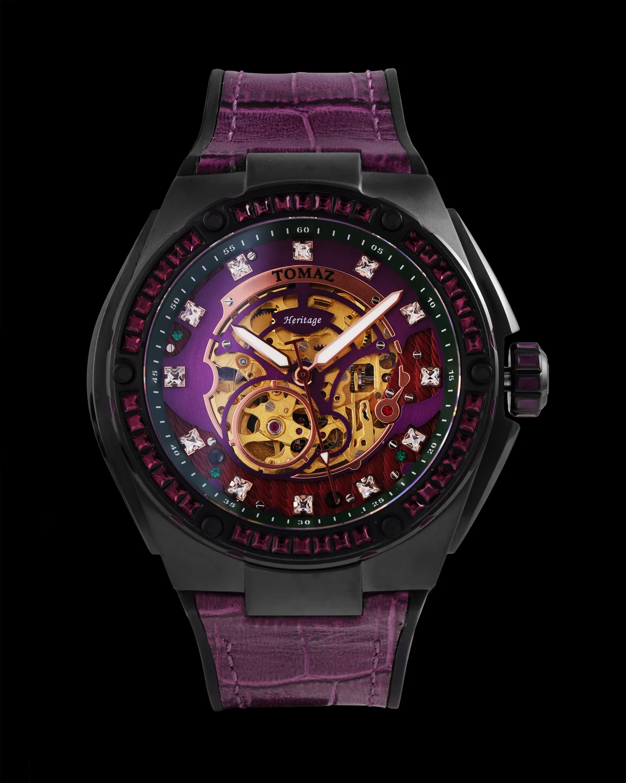 Tomaz Xavier XL TW033-D1A Crystal Watch – Bamboo Leather Strap